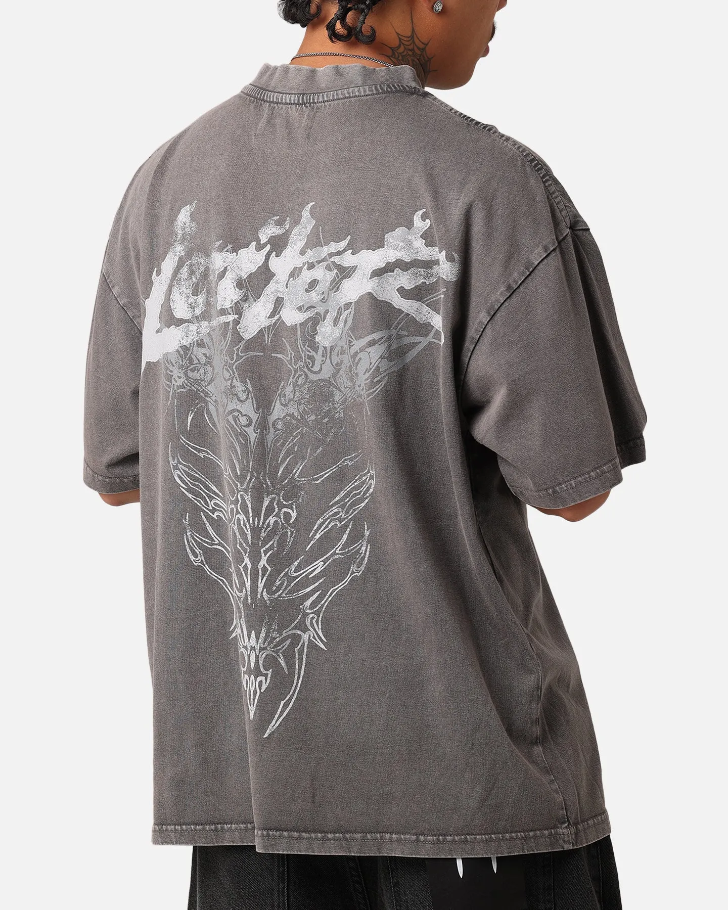All-Season Comfort Loiter Lotus Oversized T-Shirt Charcoal Grey