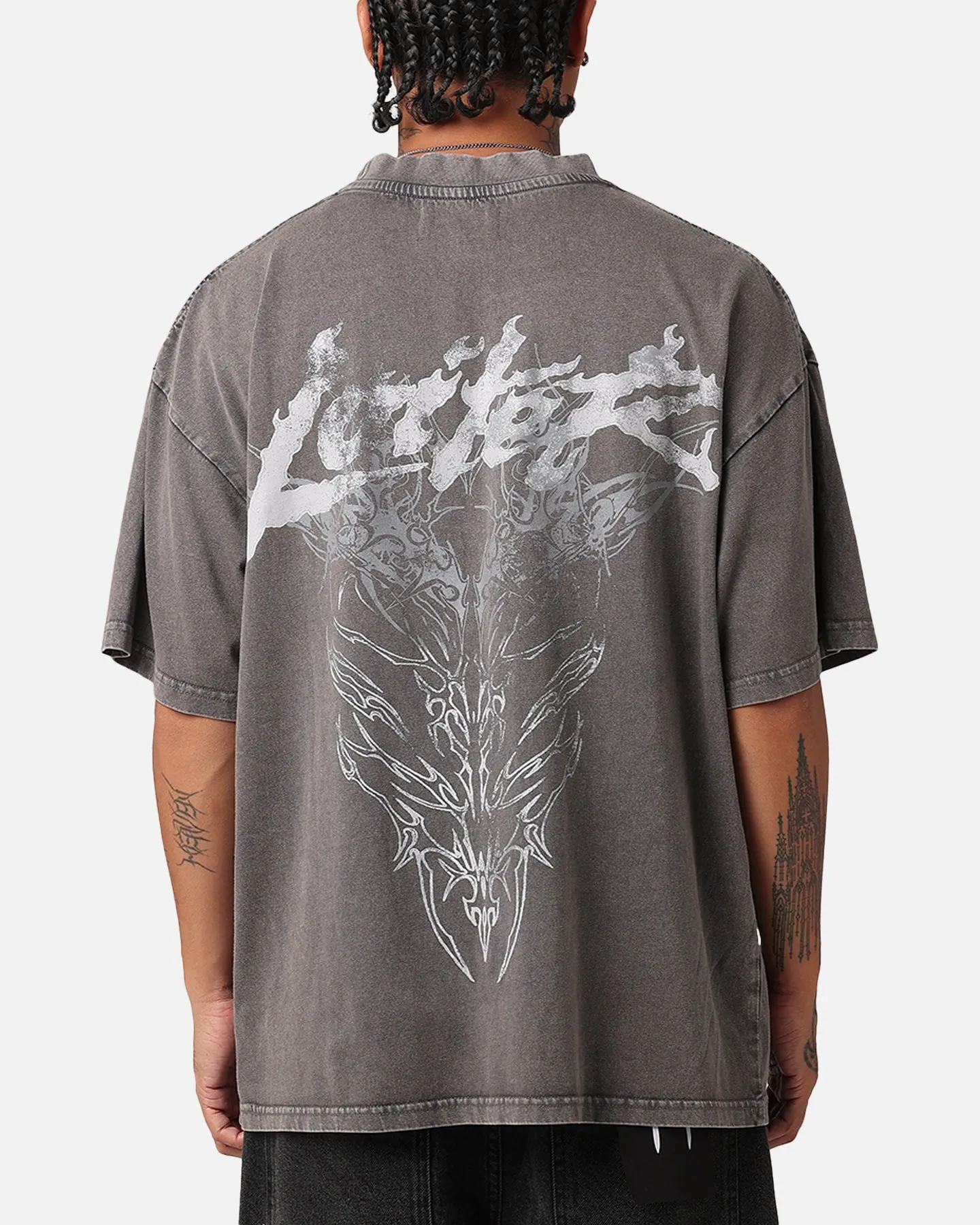 Loiter Lotus Oversized T-Shirt Charcoal Grey Oversized Cut