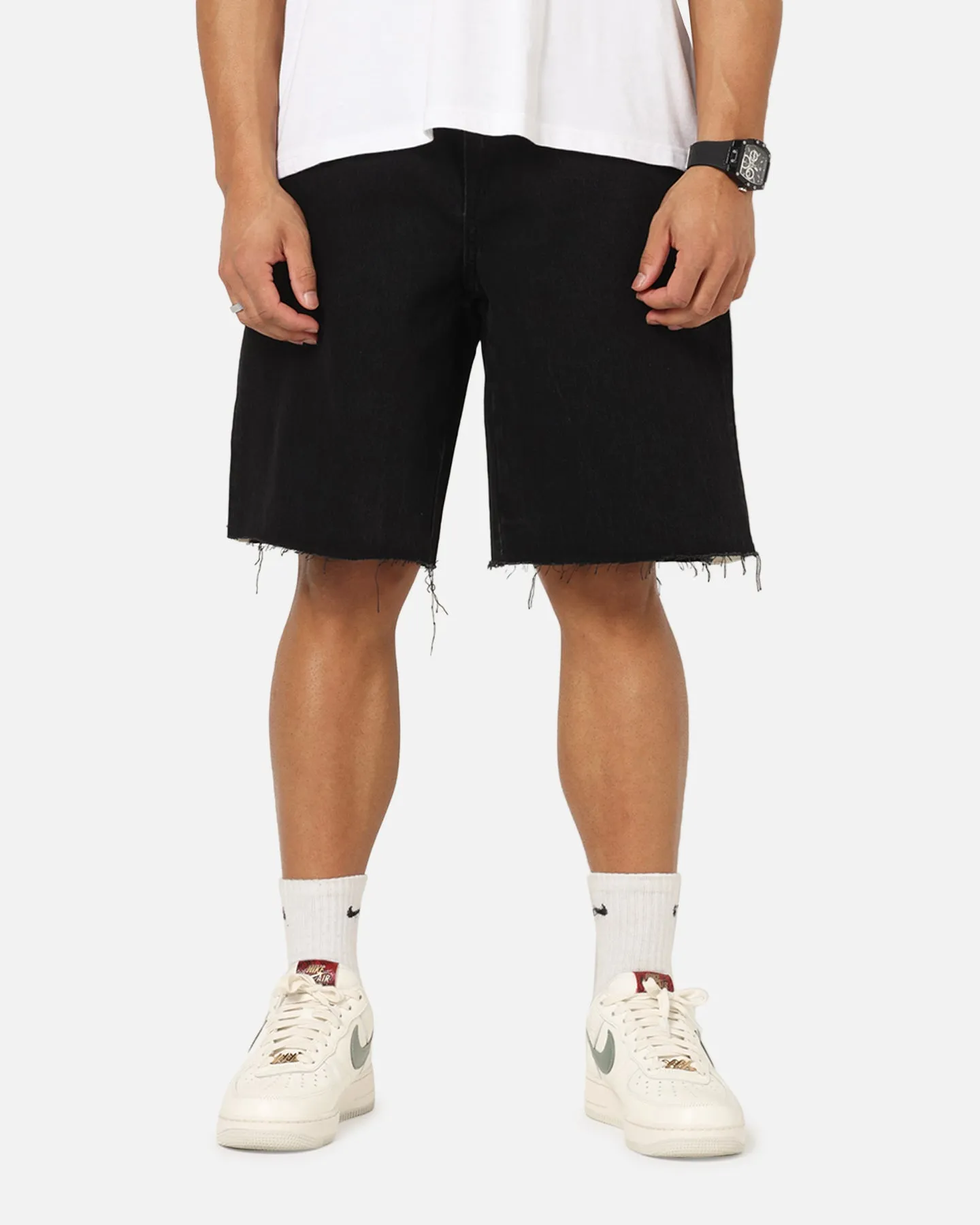 Saint Morta Amplus Sidewinder Denim Jort Shorts Black/Off White Outdoor Use