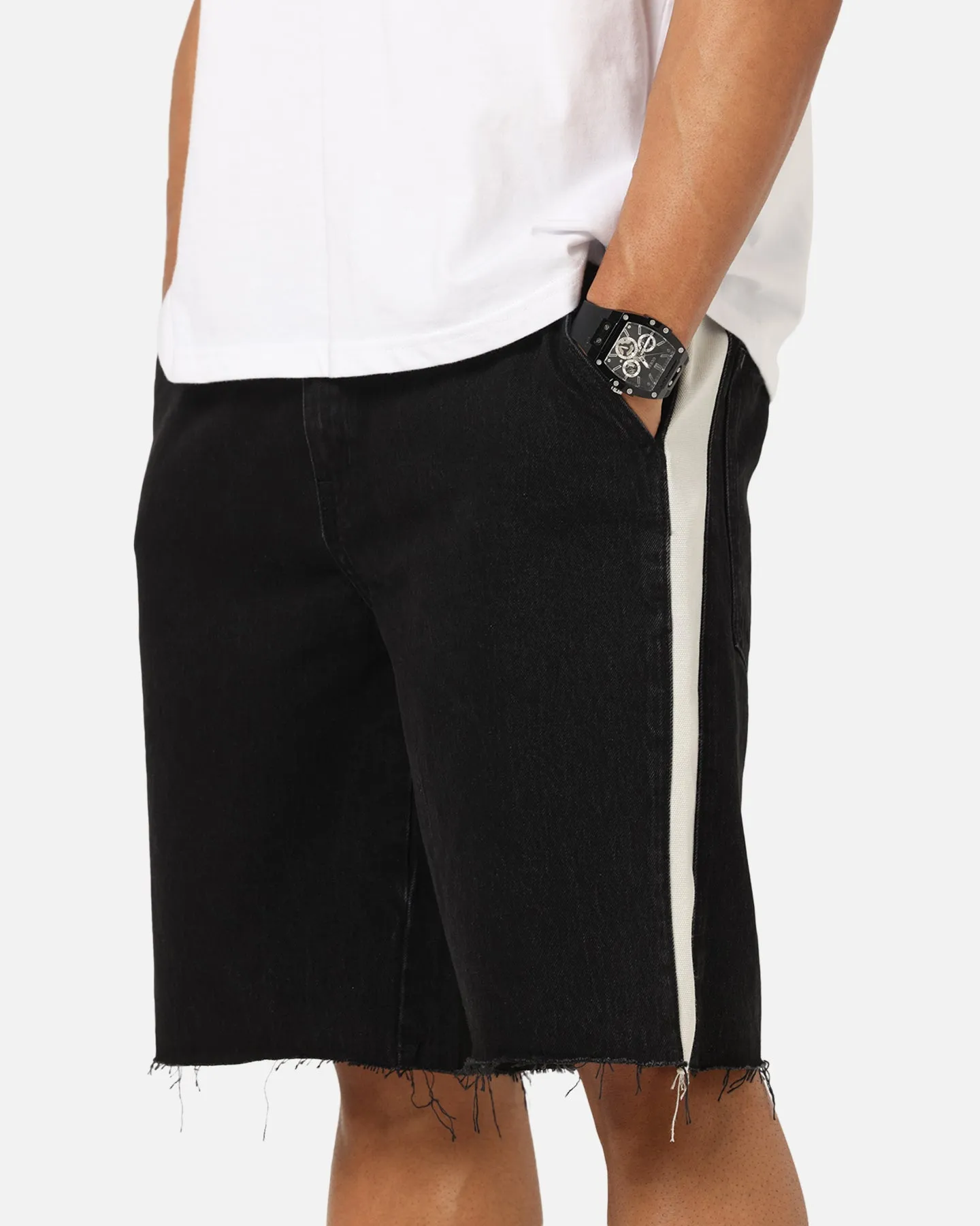 Saint Morta Amplus Sidewinder Denim Jort Shorts Black/Off White Breathable Fit