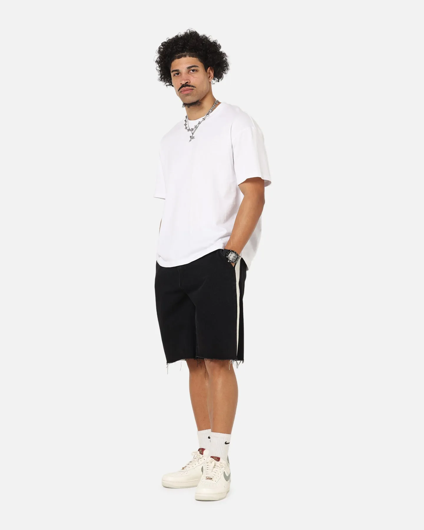 Saint Morta Amplus Sidewinder Denim Jort Shorts Black/Off White All Day Use