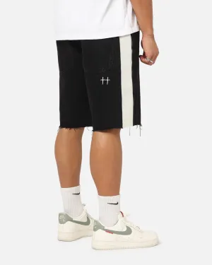 Saint Morta Amplus Sidewinder Denim Jort Shorts Black/Off White Sport Comfort Fit Flat Seams