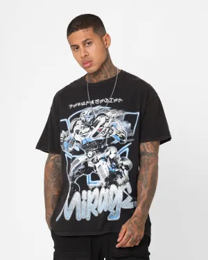 Goat Crew X Transformers Mirage Vintage T-Shirt Black Wash DoubleLayeredCollar ReinforcedHems