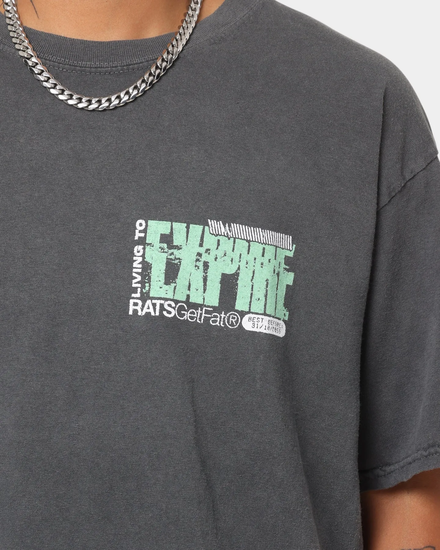 Indoor Comfort Rats Get Fat Expire Vintage T-Shirt Off Black