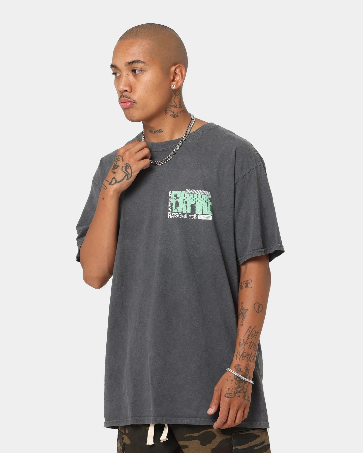 Rats Get Fat Expire Vintage T-Shirt Off Black Outdoor Trend Look