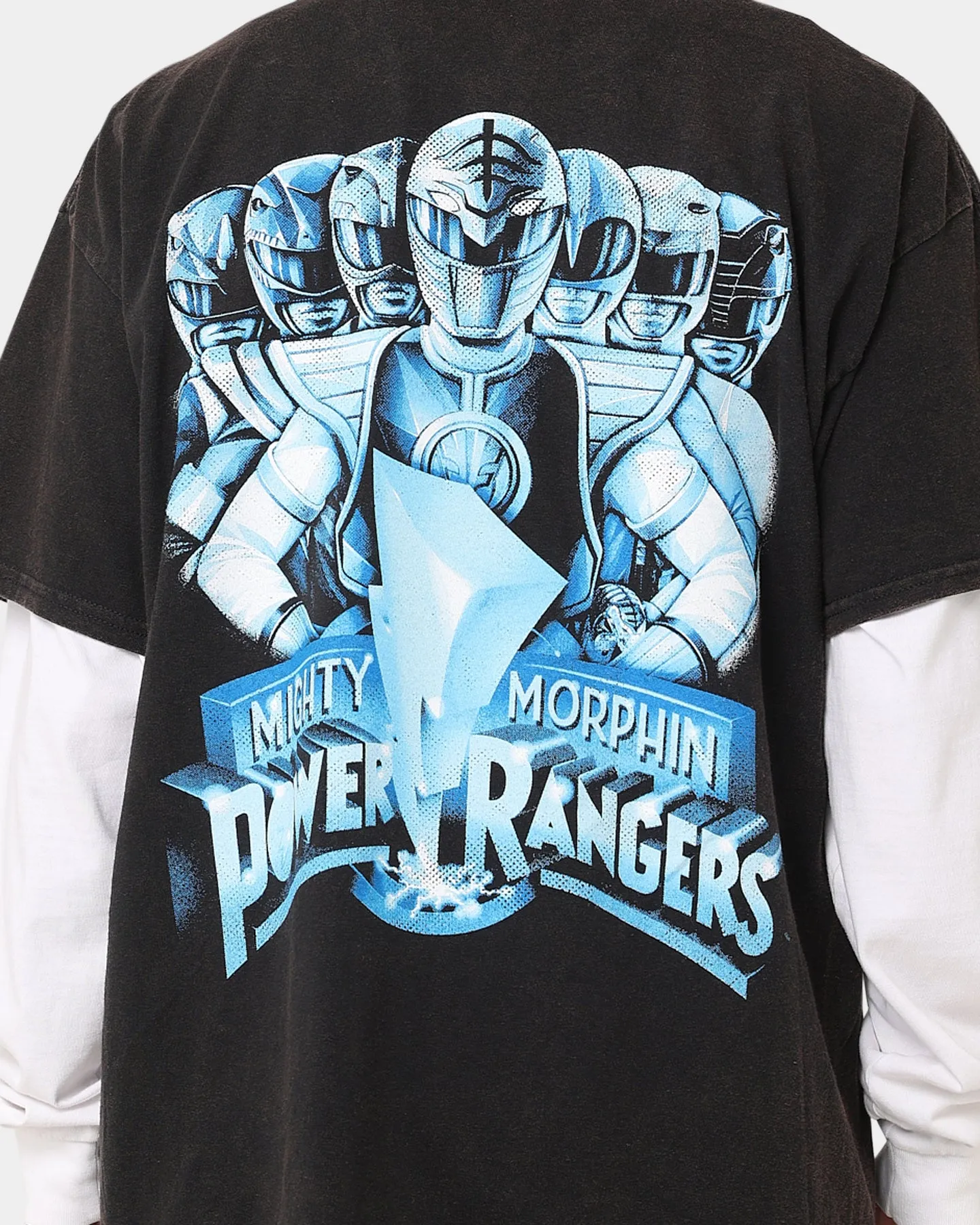 Ruffled edges Short sleeved breeziness American Thrift X Power Rangers Mighty Morphin Vintage T-Shirt Black Wash