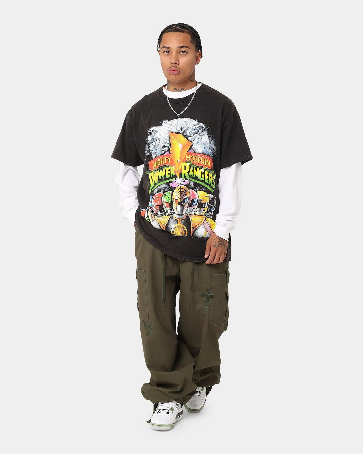 American Thrift X Power Rangers Mighty Morphin Vintage T-Shirt Black Wash Temperature Control Fabric