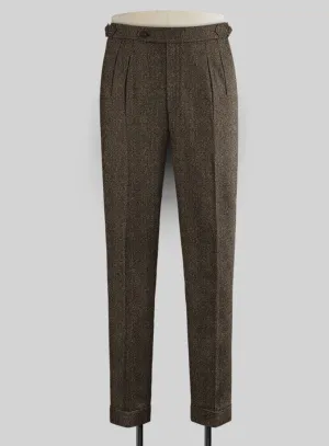 Chic Tailored Fit Haberdasher Brown Tweed Highland Trousers