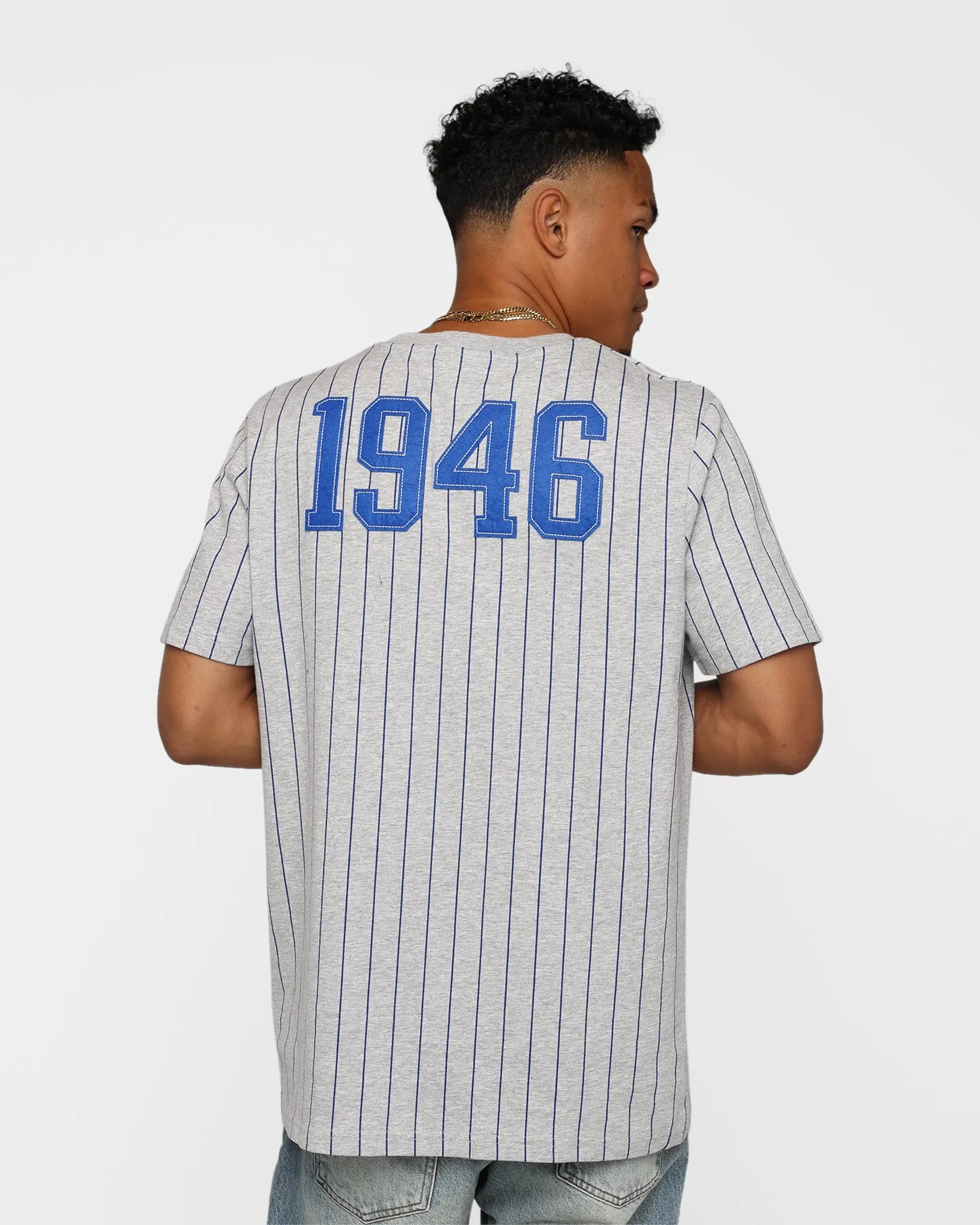 New Era Golden State Warriors Pinstripe T-Shirt Grey Moisture Control Fabric