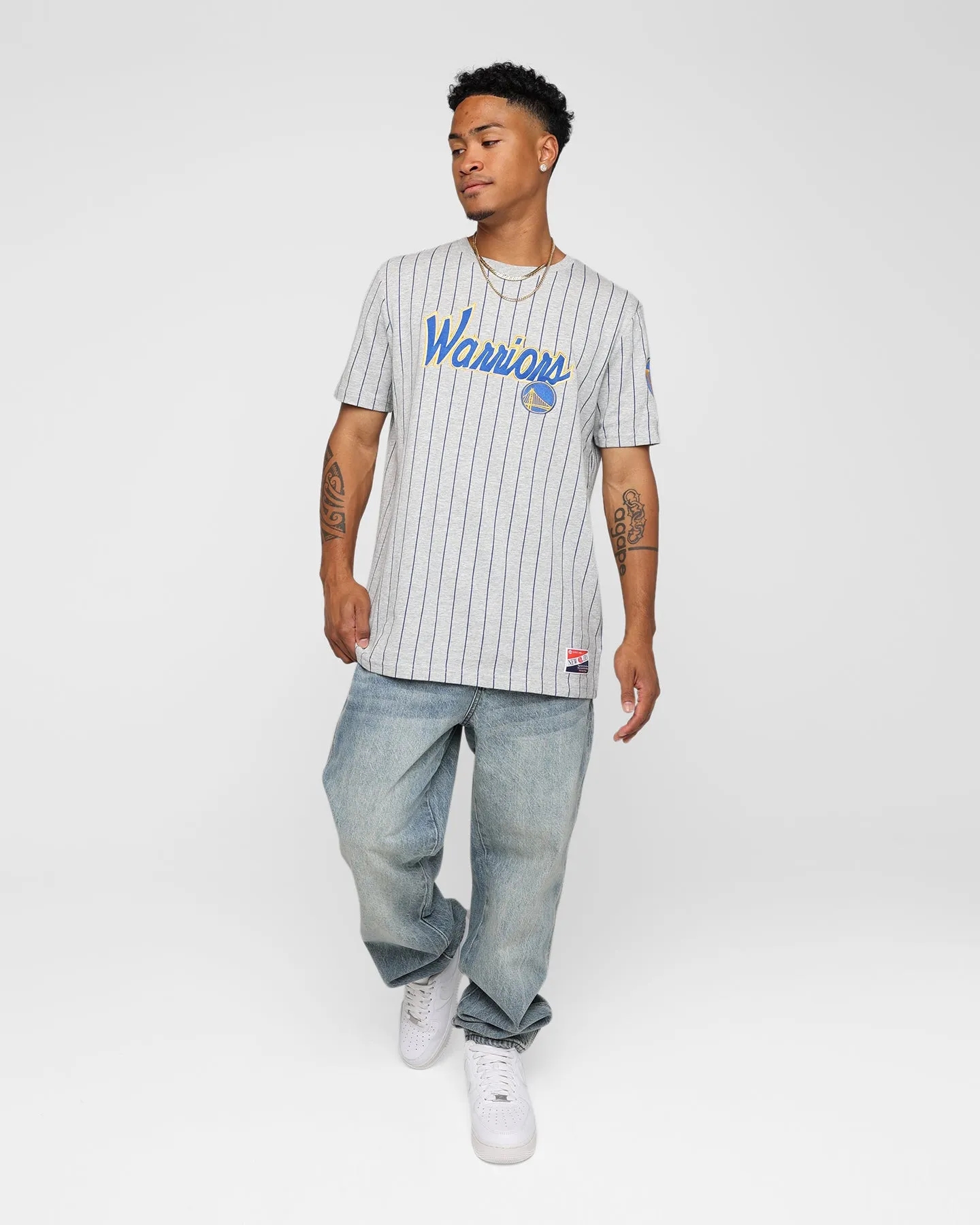 New Era Golden State Warriors Pinstripe T-Shirt Grey UV Protection
