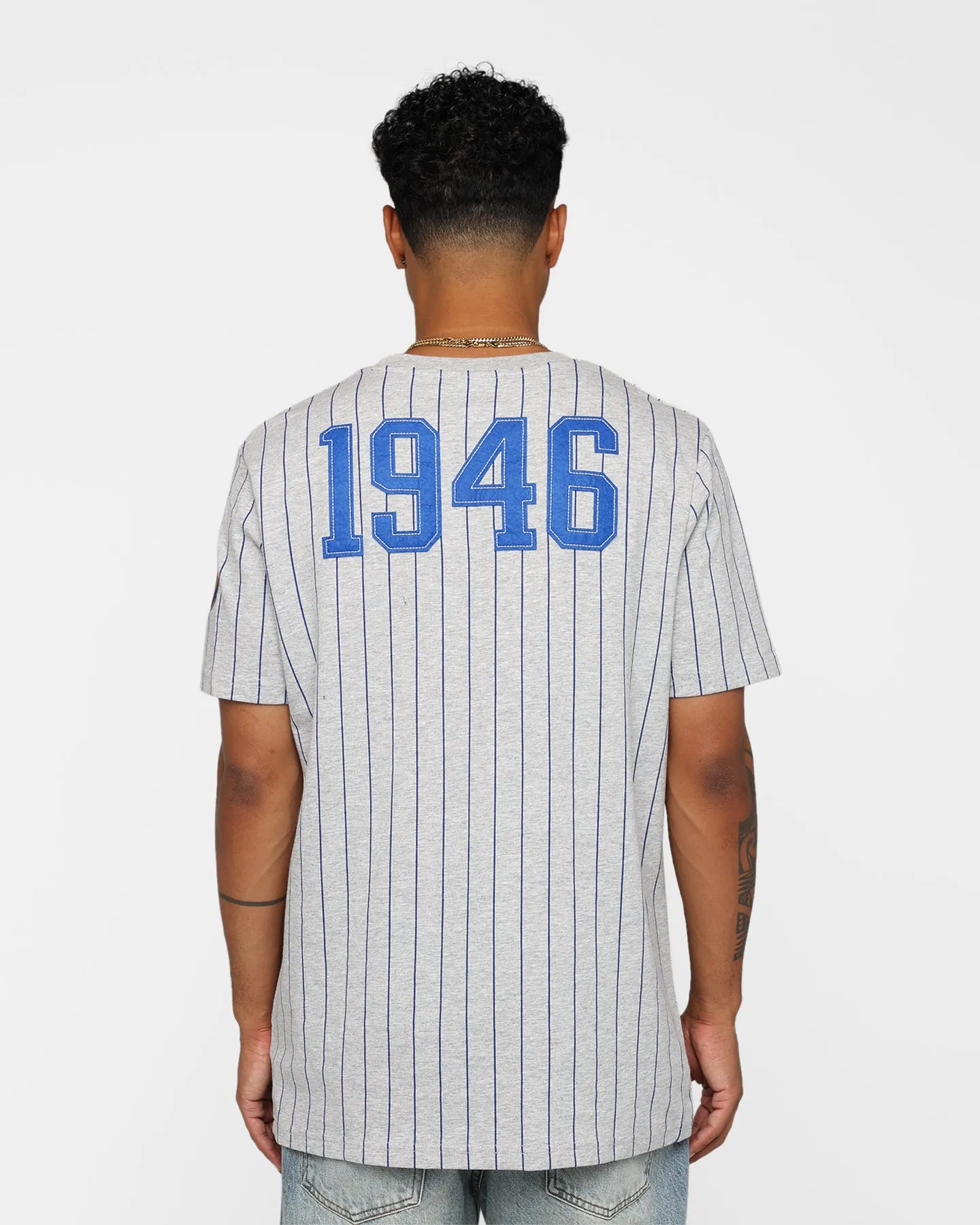 Trendy Vibes New Era Golden State Warriors Pinstripe T-Shirt Grey