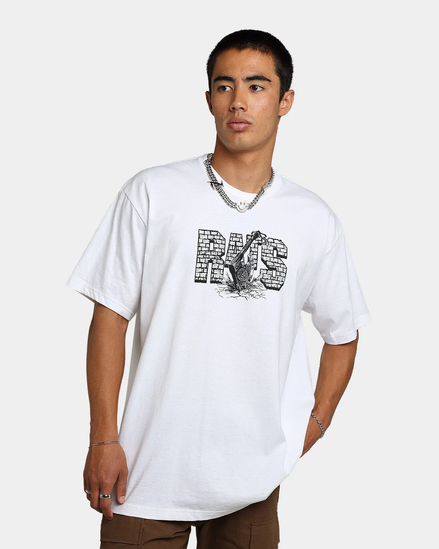 Airflow Mesh Panels Relaxed and Easy Rats Get Fat Rats Viking T-Shirt White