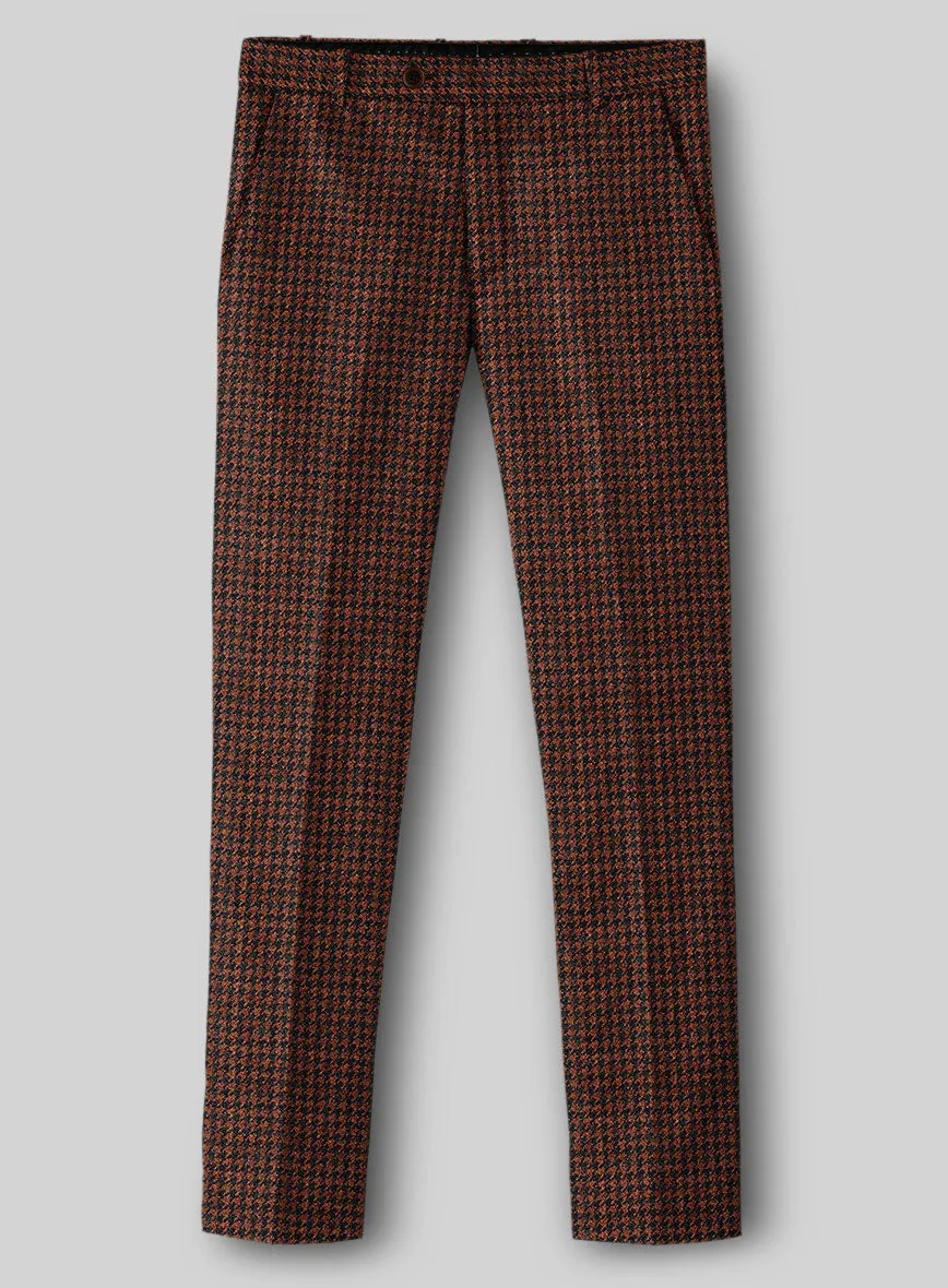 Dapper Tailored Look Italian Rust Houndstooth Tweed Pants