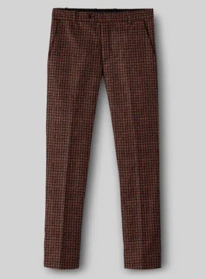 Dapper Tailored Look Italian Rust Houndstooth Tweed Pants