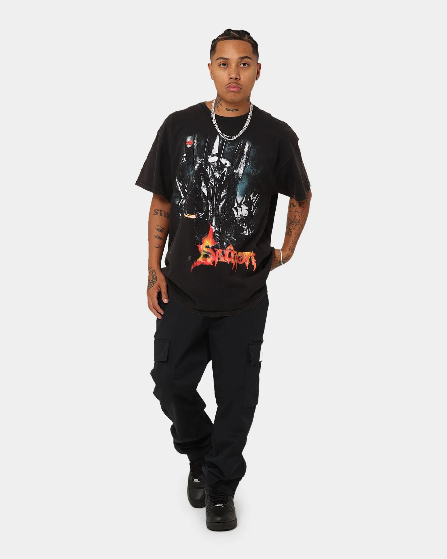 Relaxed Style American Thrift X The Lord of The Rings The Sauron Vintage T-Shirt Black Wash