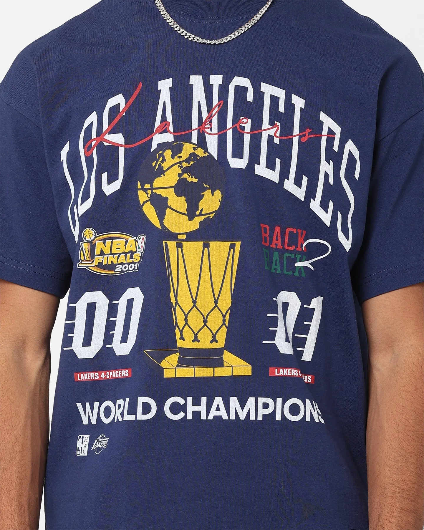 Layering Comfort Wear Light Fit Wear Mitchell & Ness Los Angeles Lakers Globe Champion T-Shirt Midnight Navy