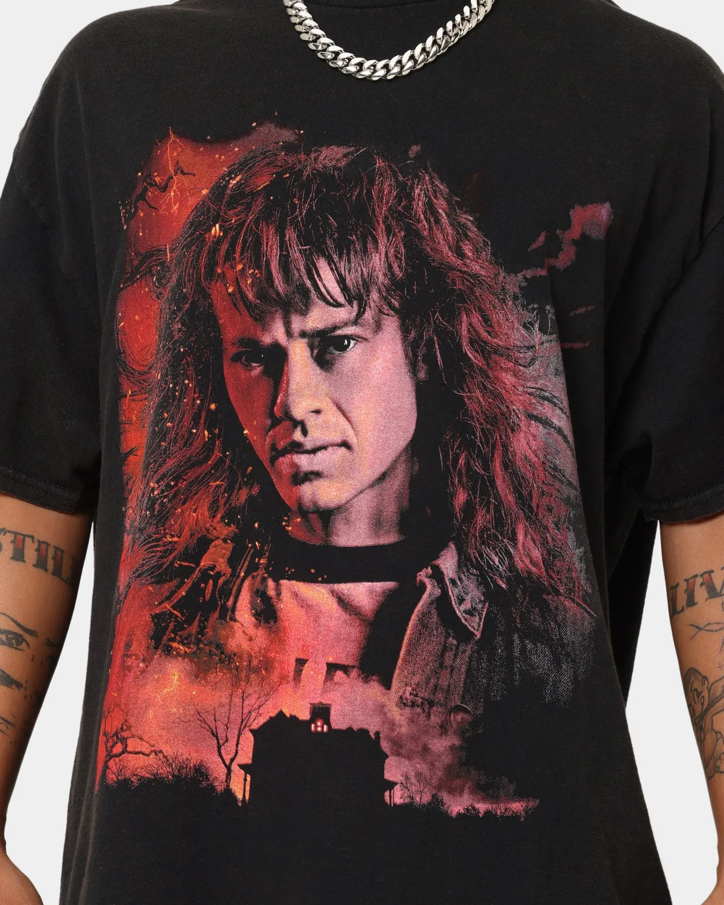Goat Crew X Stranger Things Eddie Vintage T-Shirt Black Wash Abstract print