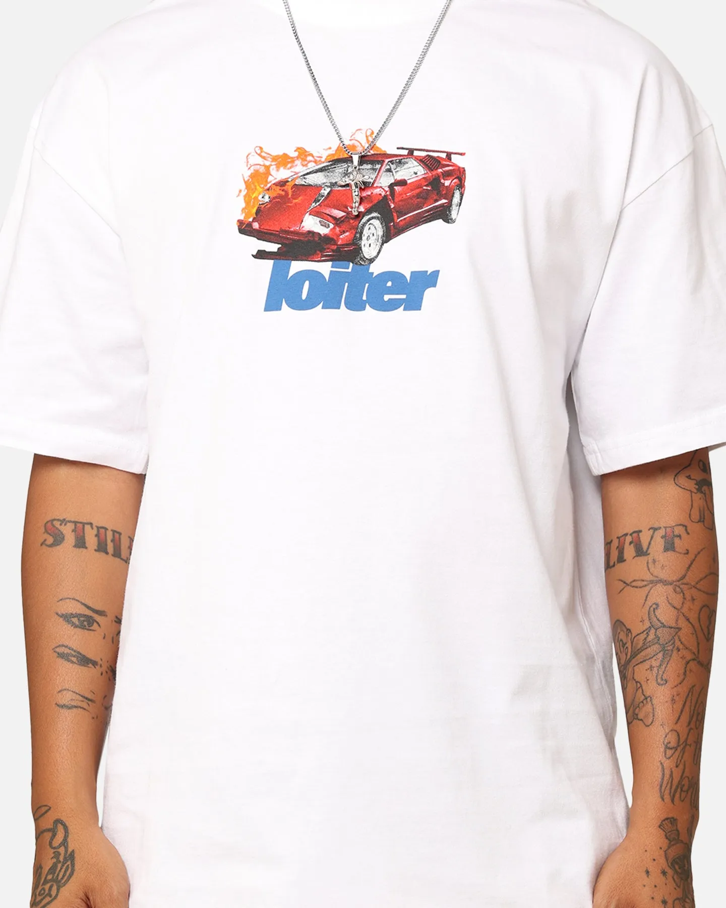 Comfy Essentials Wear Loiter Collision T-Shirt White
