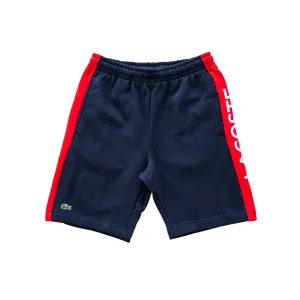 Lacoste Color Block Fleece Short (Navy/Red) Sharp Edge WaterResistant Coating