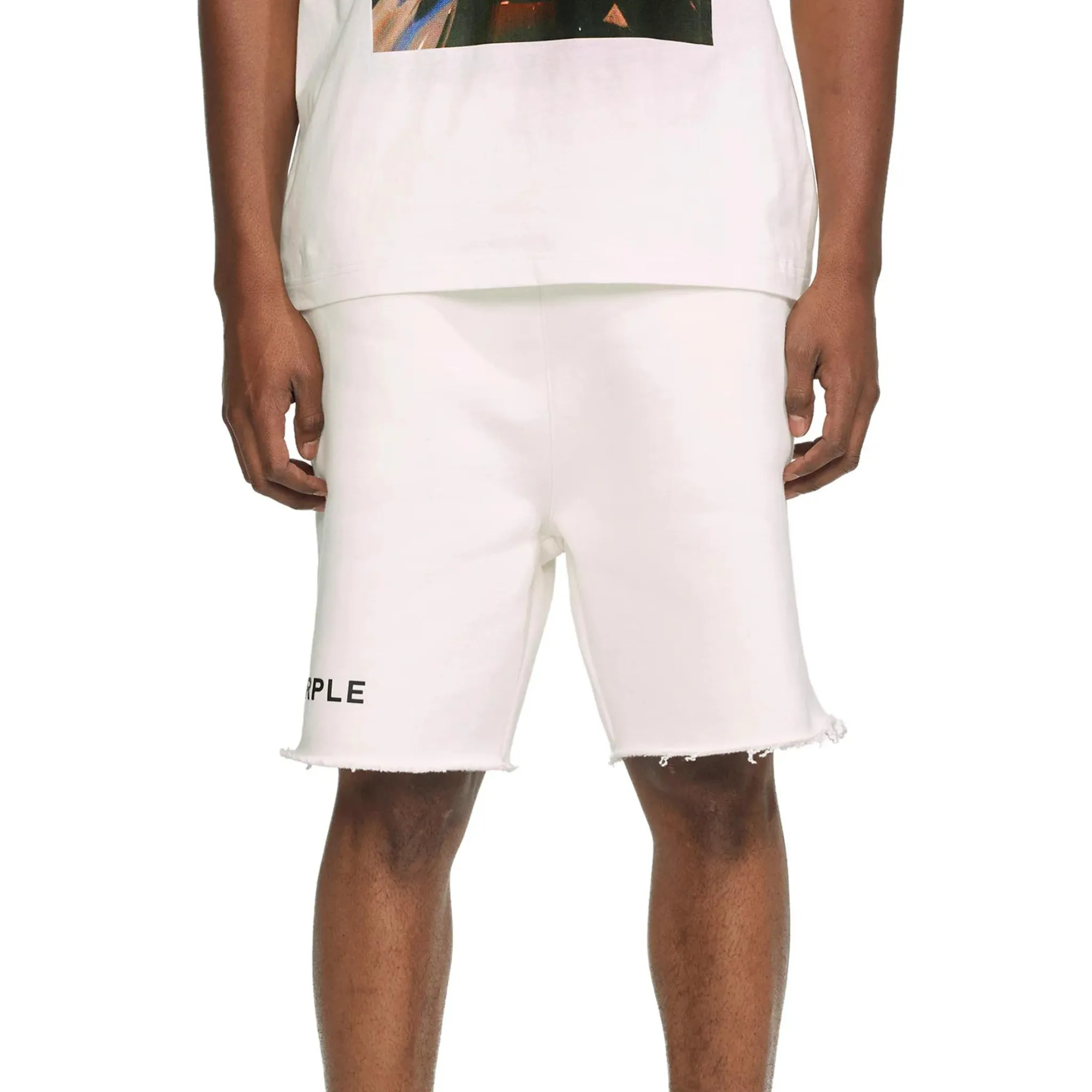 Purple Brand Wordmark Brilliant White Shorts FadeResistant Foldable Hem