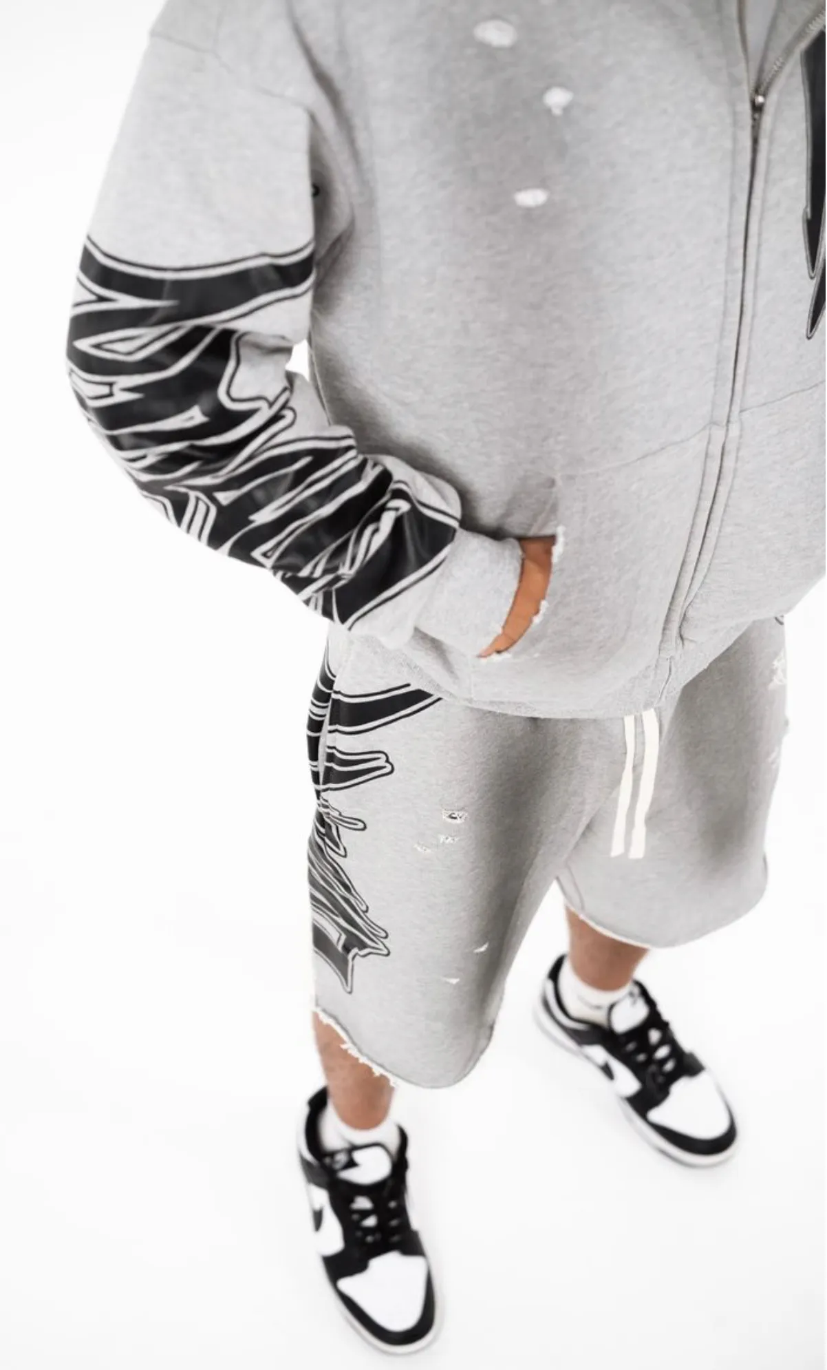 AdjustableHemline Mixed Emotion "Grey Faded" Shorts