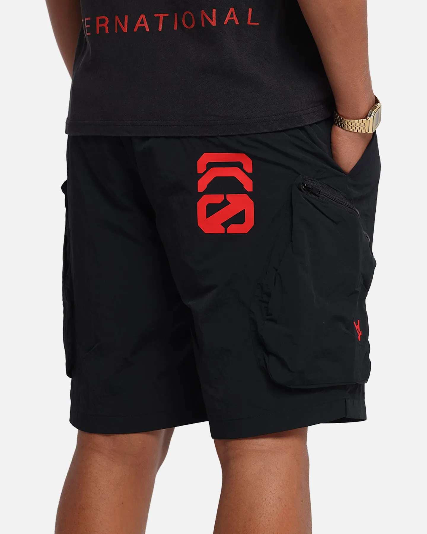 The Anti Order Faction Technical Shorts Black/Red Comfy Layer