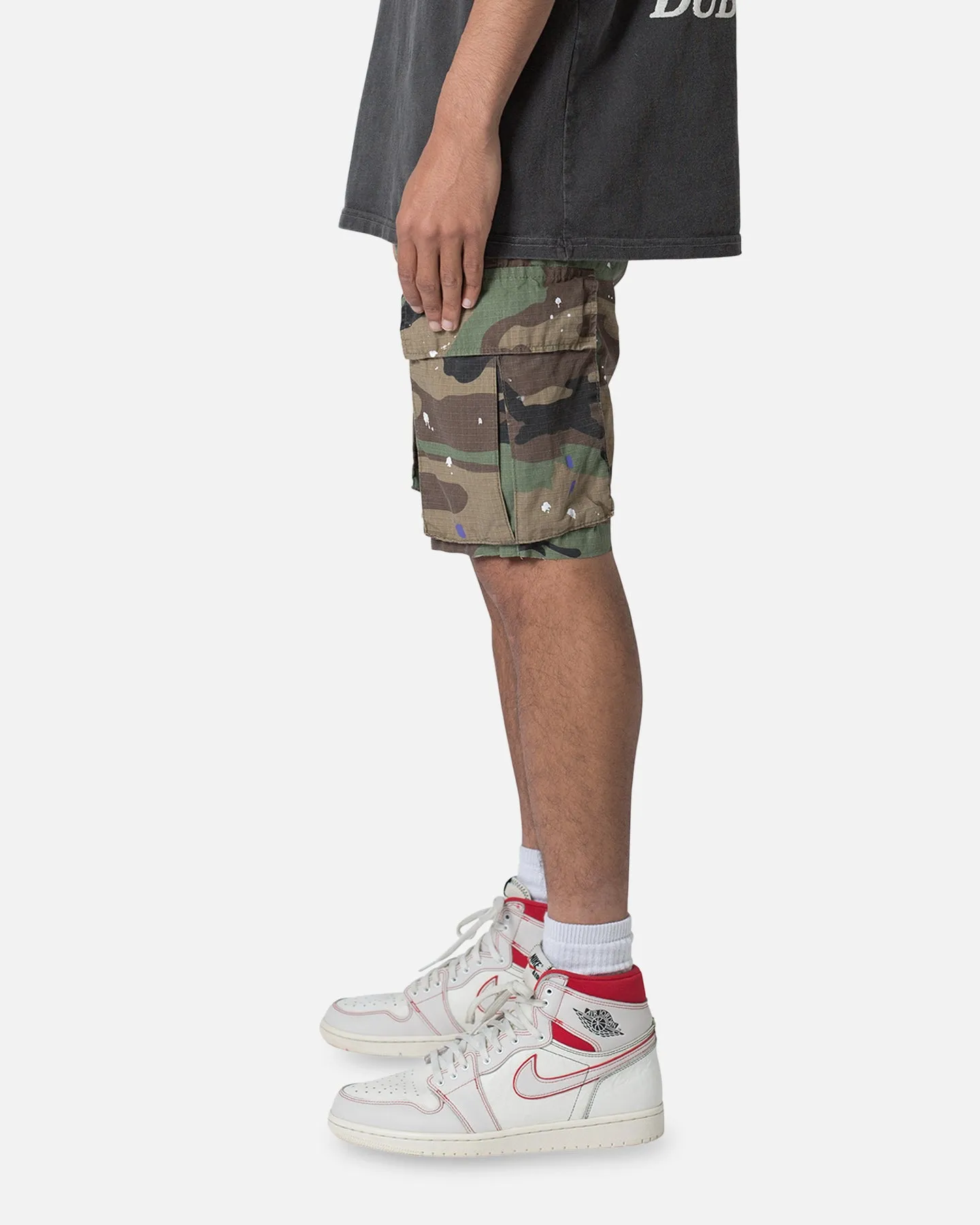 MNML Panelled Cargo Shorts Camo Relaxed Waistband Comfort Waist