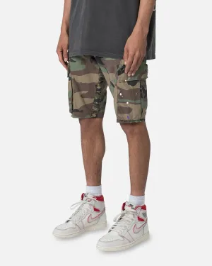 Fitted Design MNML Panelled Cargo Shorts Camo