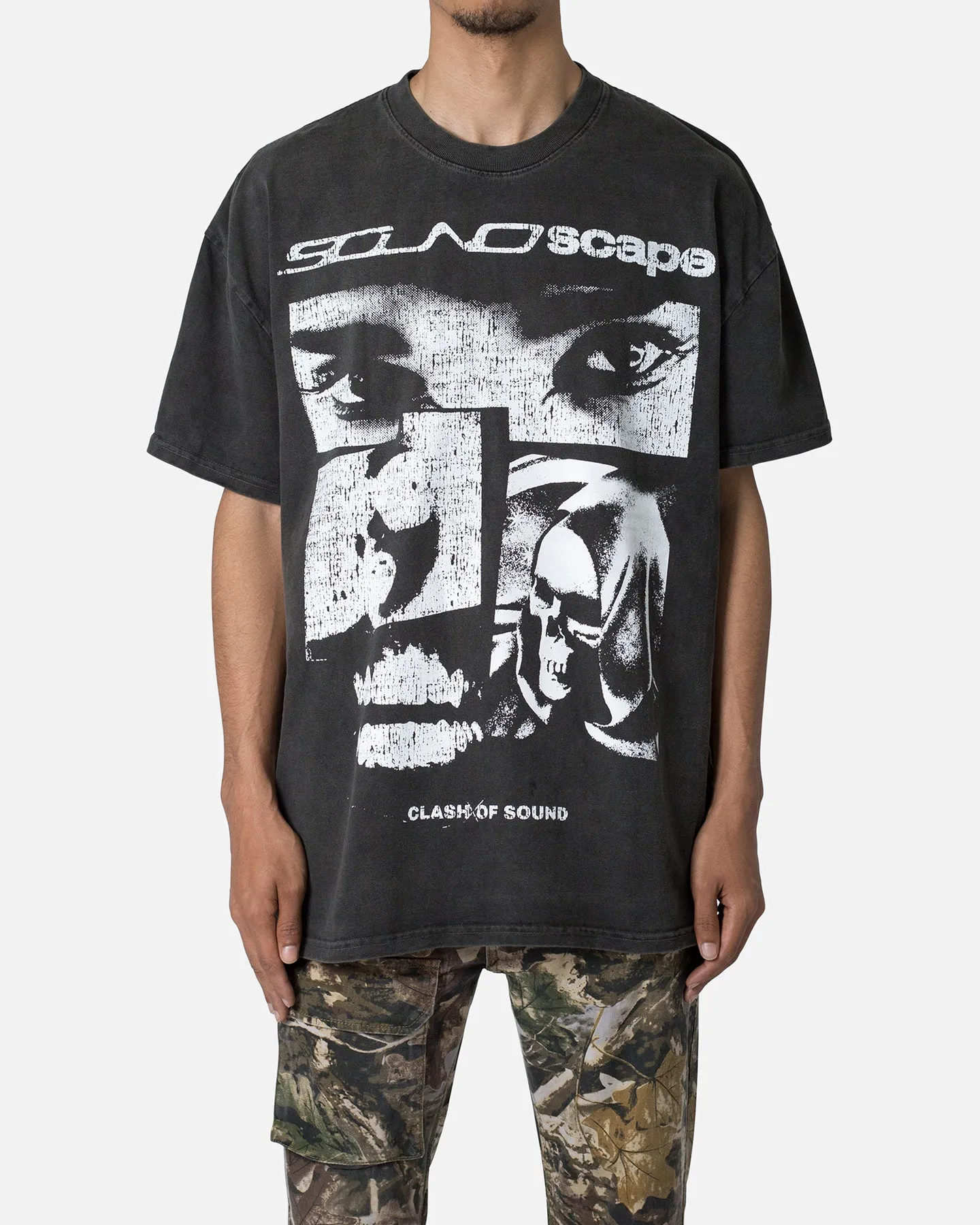 Scoop neck MNML Soundscape T-Shirt Washed Black