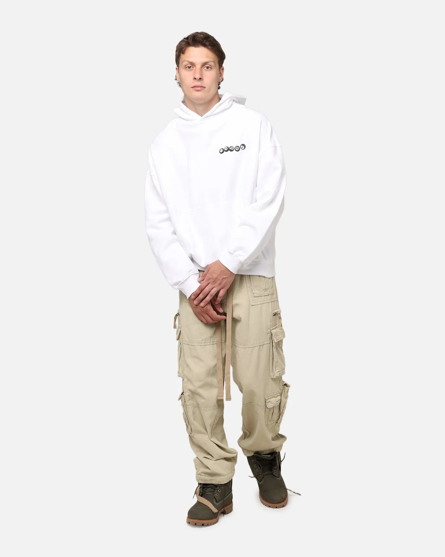 Adult Yarn Dyed Fabric Carre Break Hoodie White