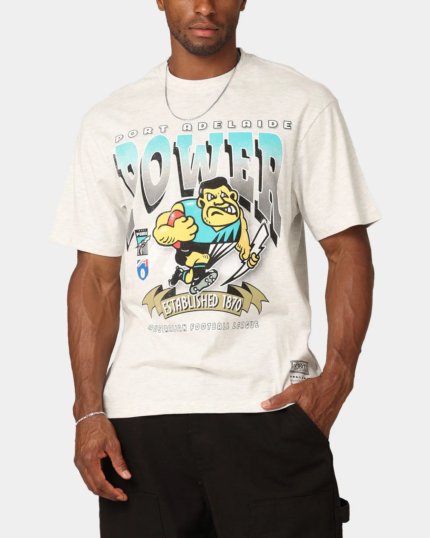 Mitchell & Ness Port Adelaide Power Character T-Shirt Silver Marle Essential Casual