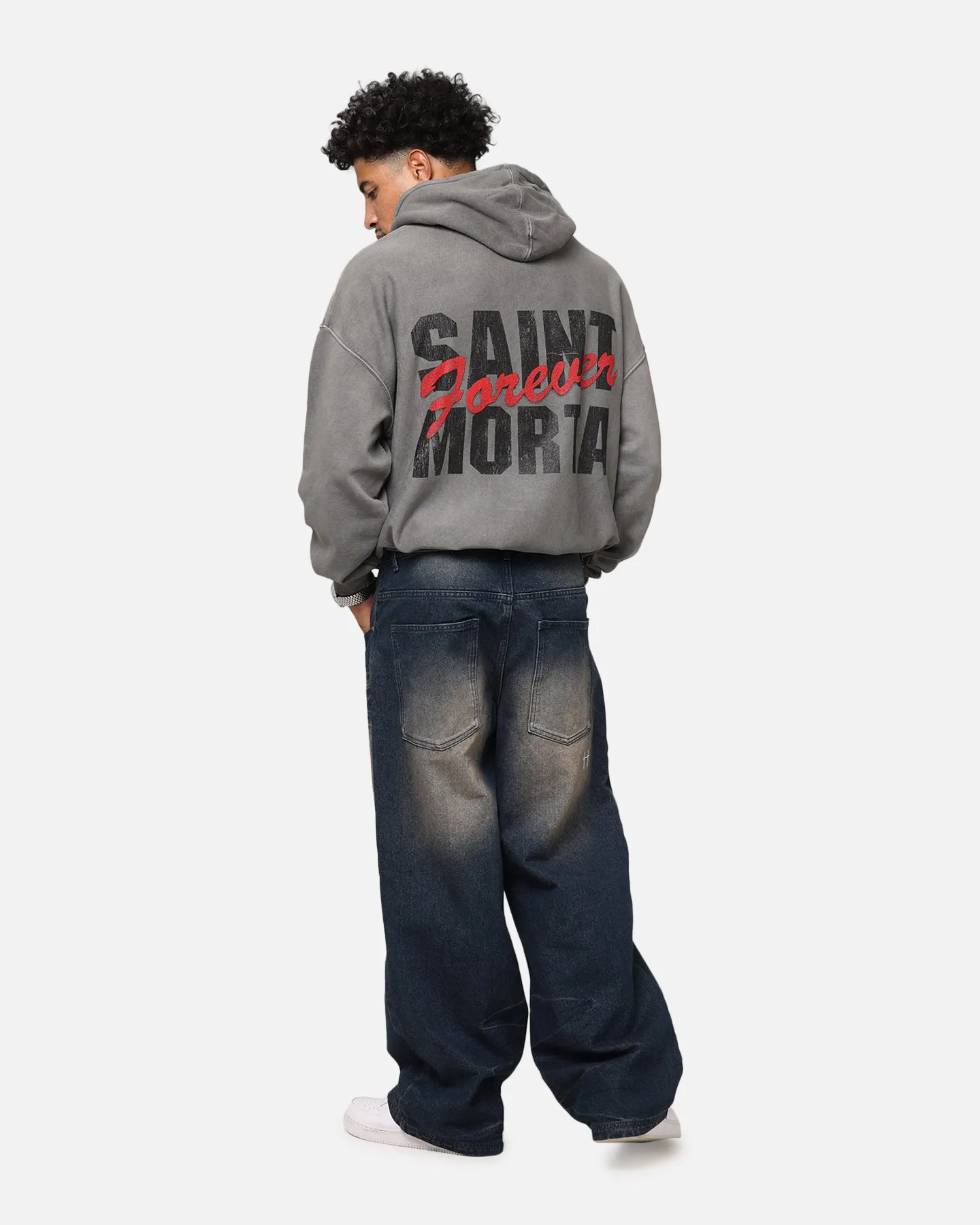 Valentine's Day look Glittery accents Saint Morta Forever Boxy Hoodie Washed Charcoal