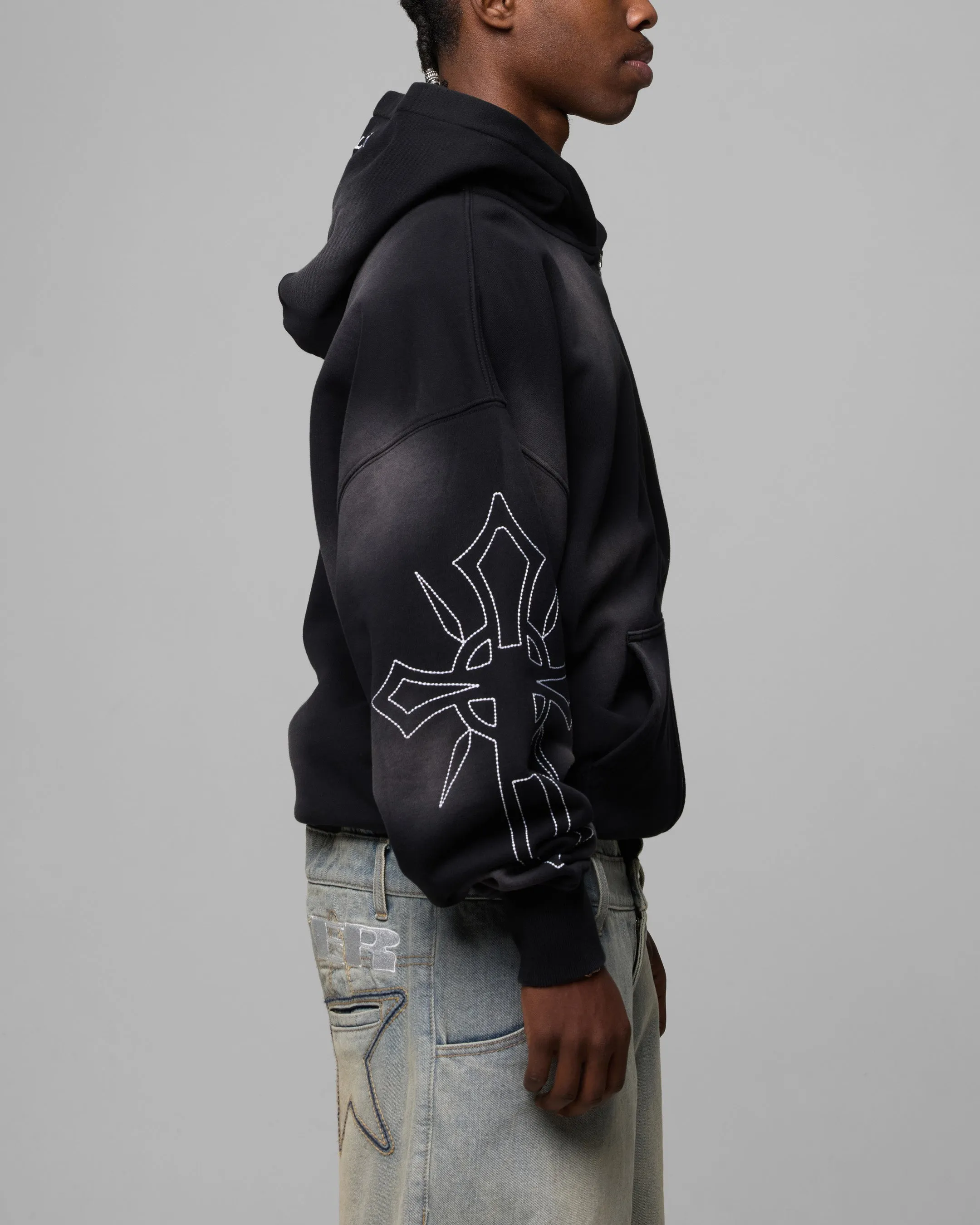 Loiter Atmosphere Full Zip Hoodie Vintage Black Workout Warmup