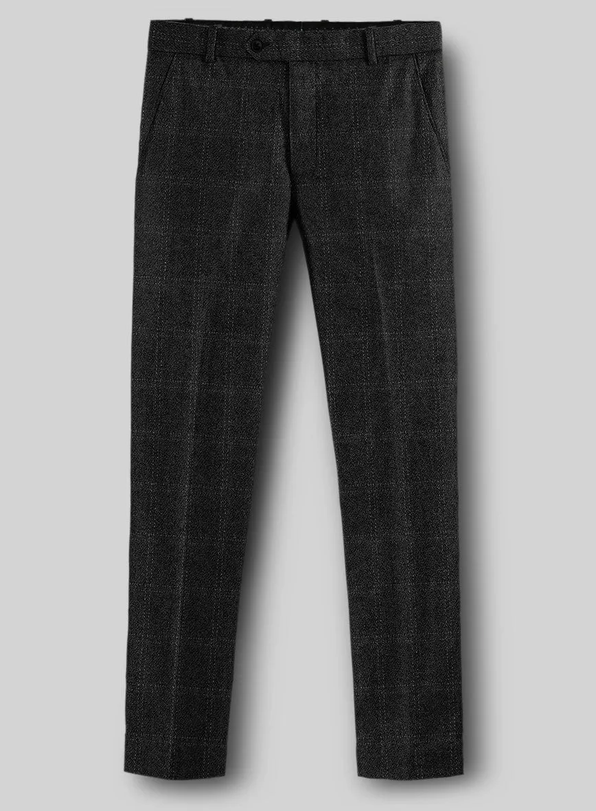 Sharp Business Look Sharp Office Fit Highlander Charcoal Windowpane Tweed Pants