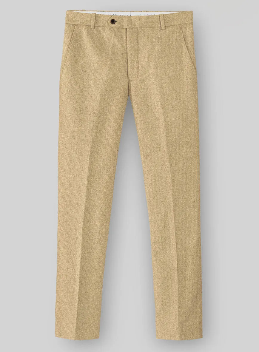 Naples Sahara Beige Tweed Pants Sharp Fit Wear Comfort Wear
