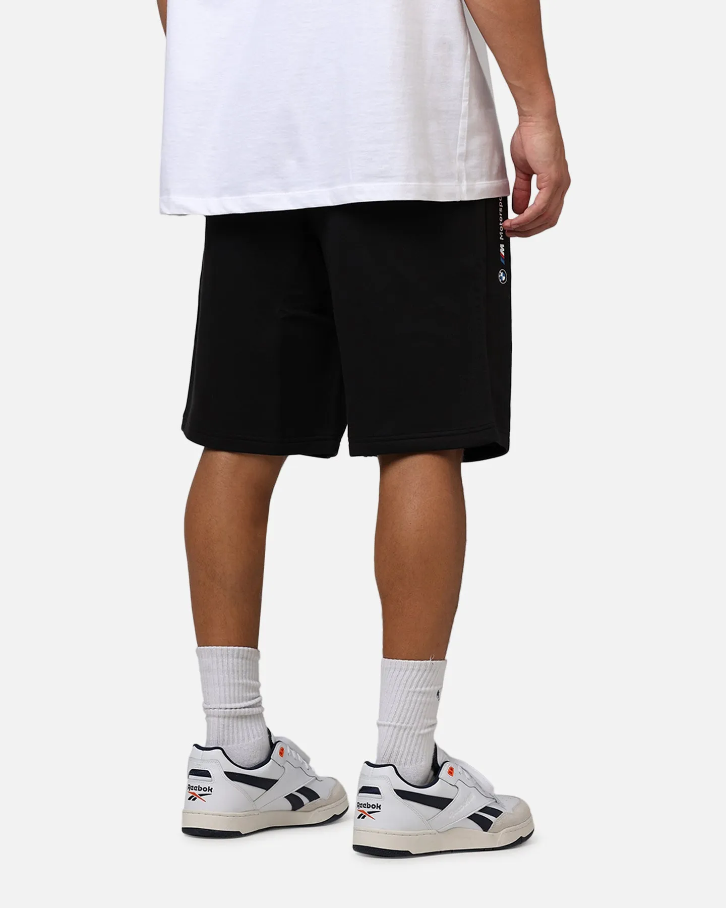 Puma X BMW MMS New Essential Fleece Shorts Black young adults Temperature Regulating Material