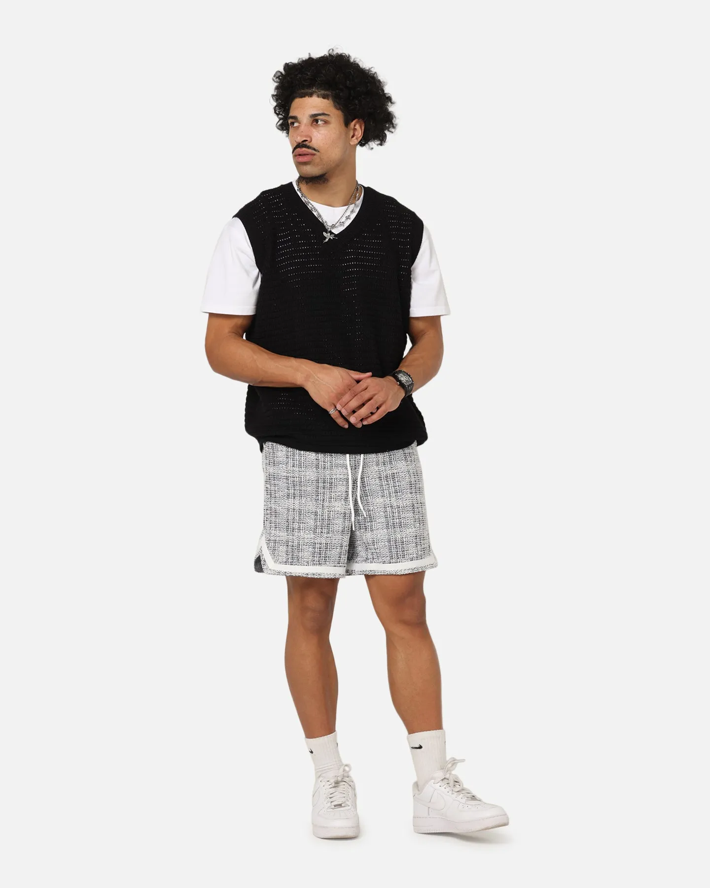 XXIII Textured Ball Shorts Navy/Cream Design Edge Fashion Accessory