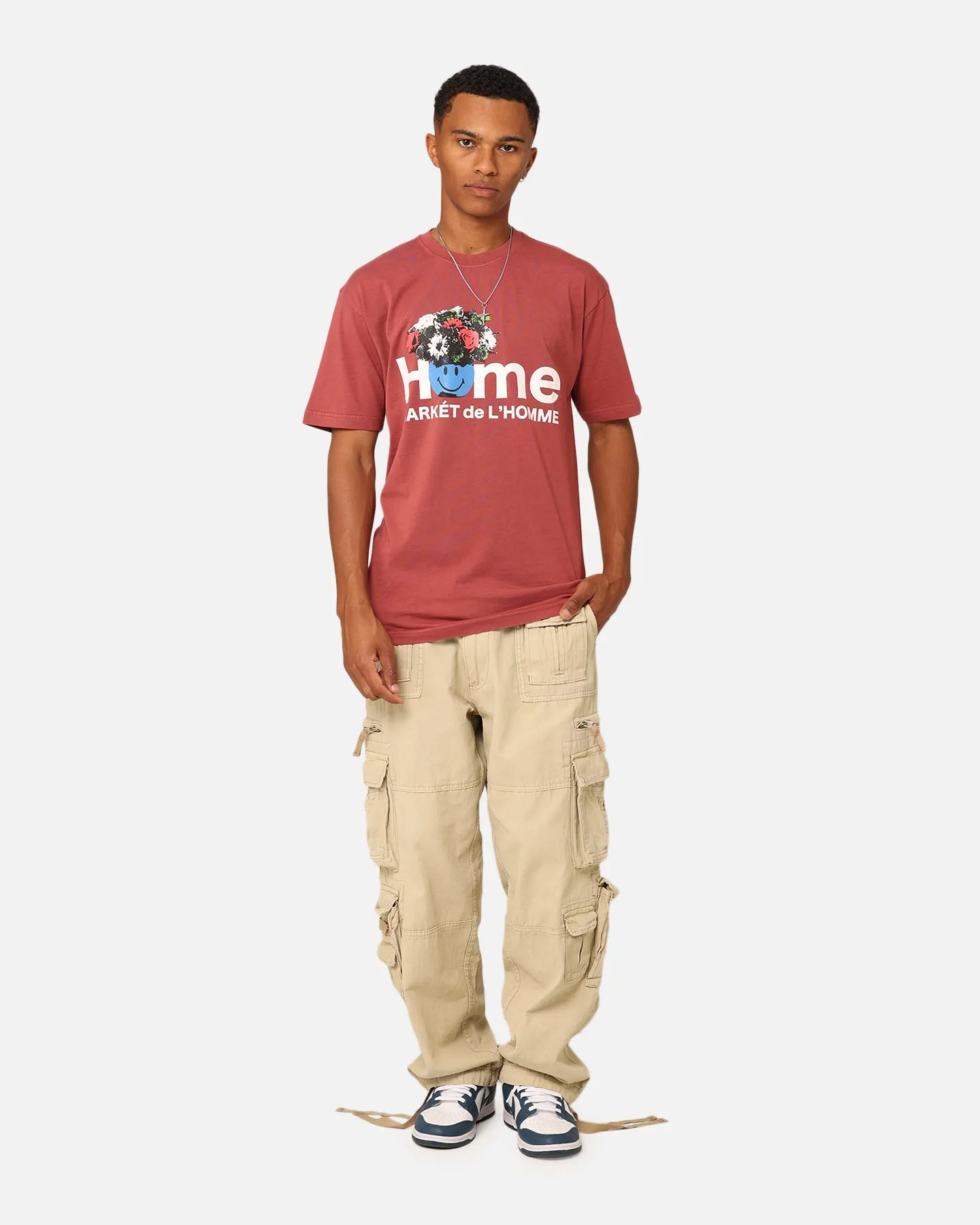 MinimalistStitching Comfort Wearable Market Smiley Market De L'Homme T-Shirt Berry