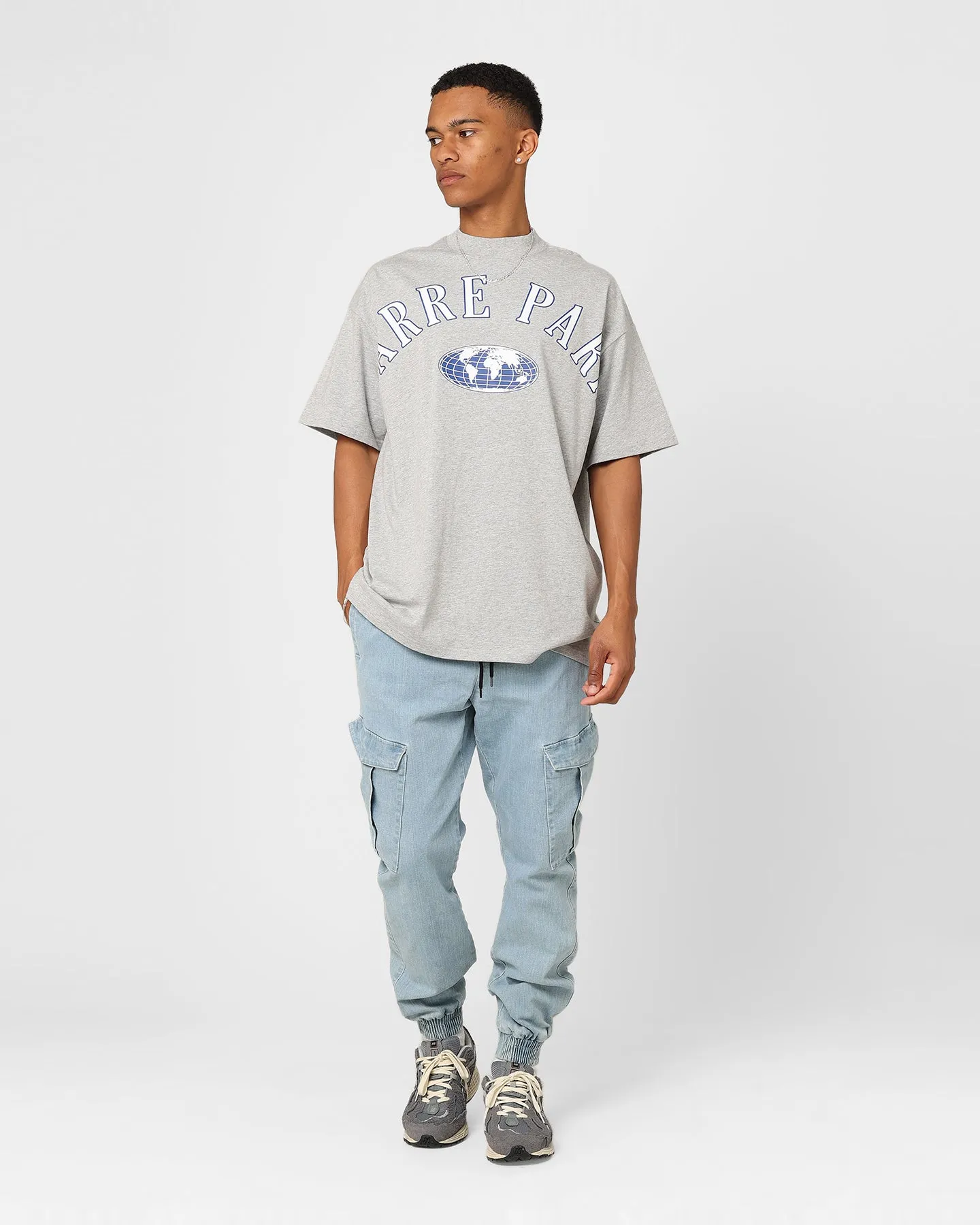 Breathable Essentials Spandex Enhanced Elasticity Carre Worldwide Oversized T-Shirt Grey Marle