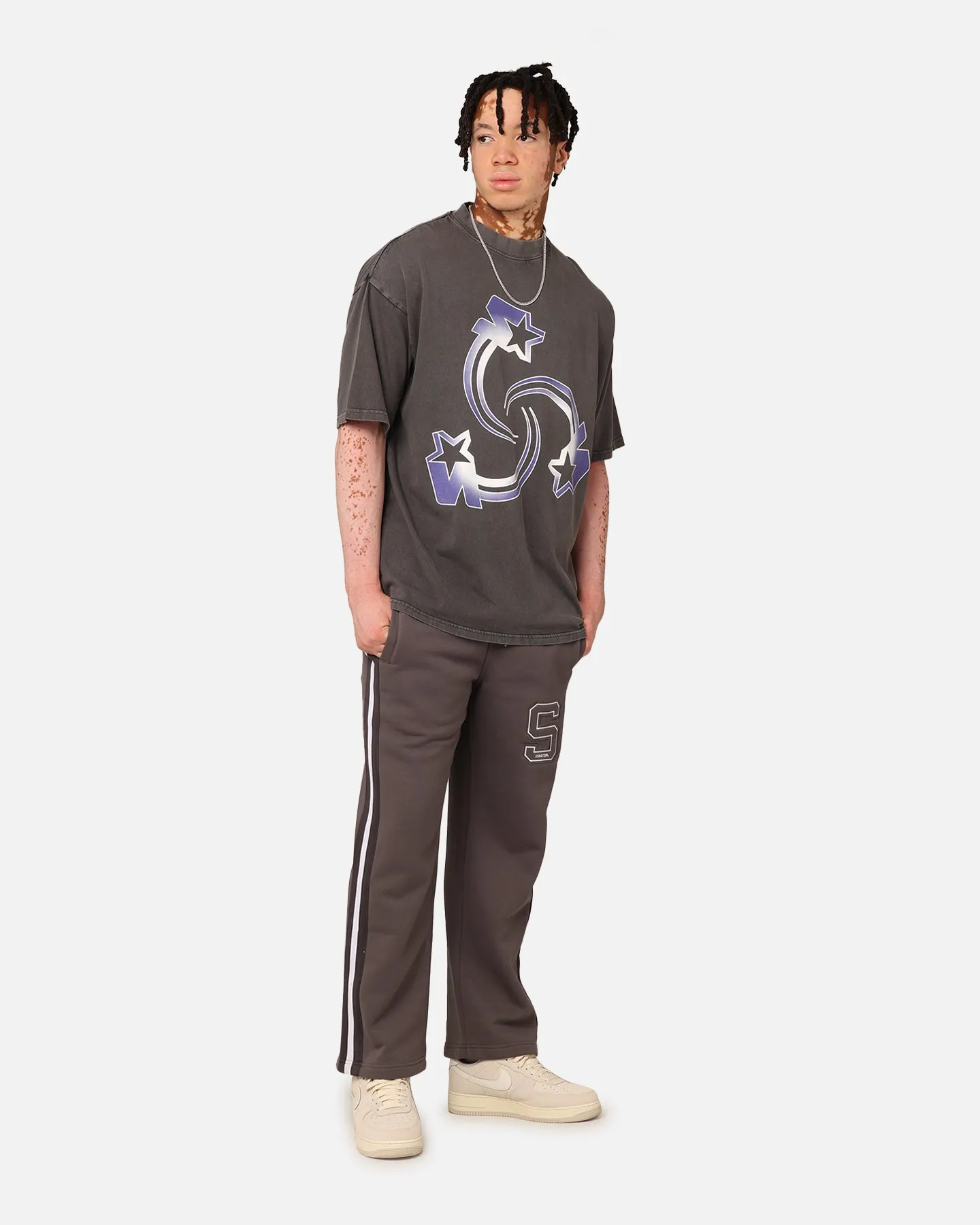 Circular Knit Construction Soft and Light Starter Tri Star T-Shirt Washed Charcoal