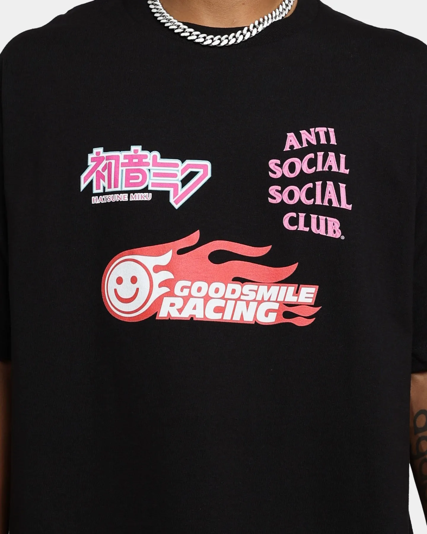 EcoFriendlyMaterial Anti Social Social Club Good Smile Racing T-Shirt Black
