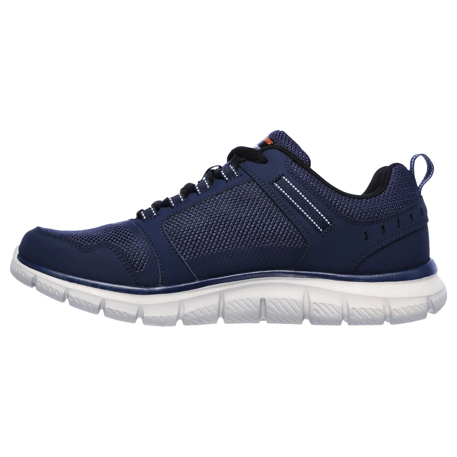 Skechers Mens Track Knockhill Shoes Navy/Orange Airflow channels