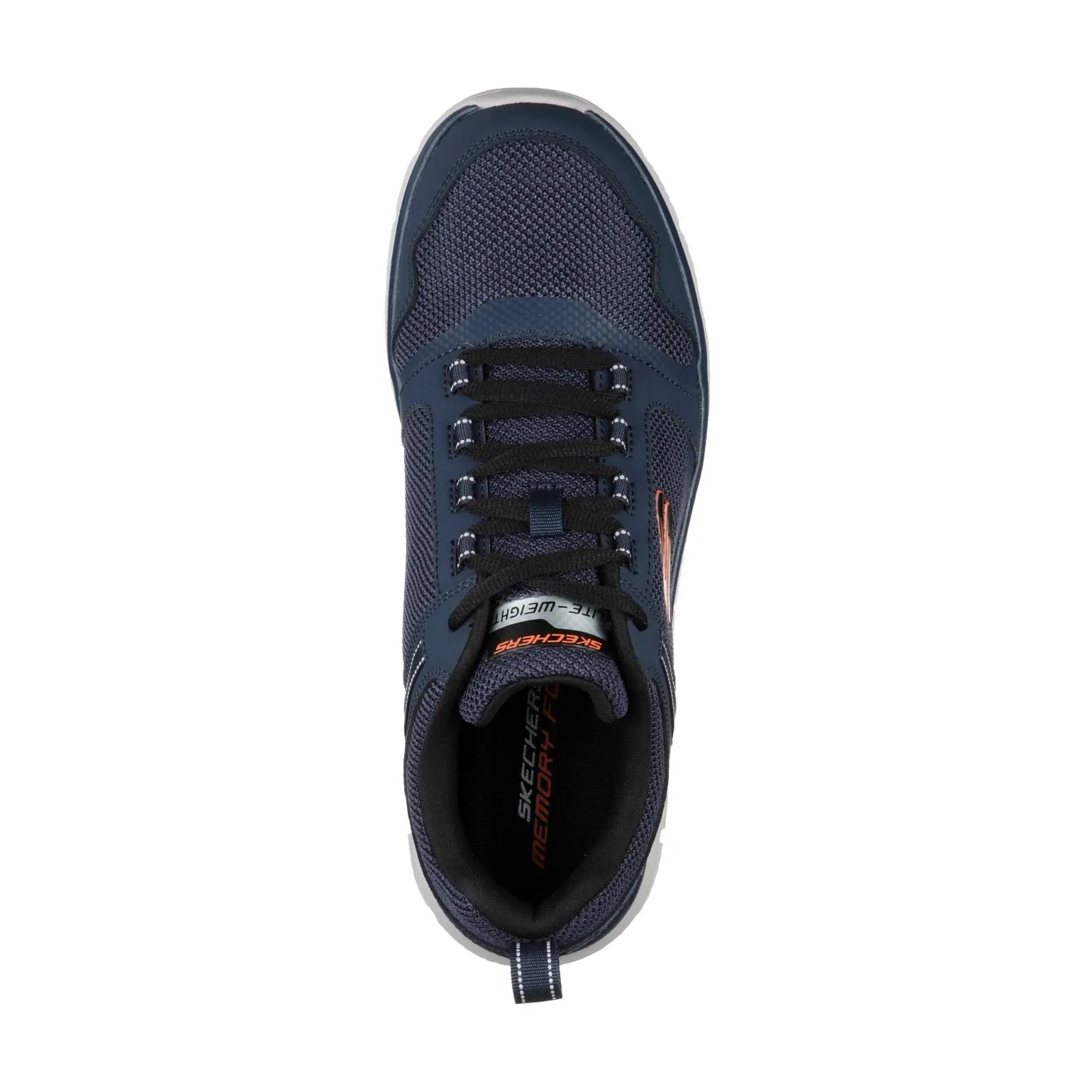 Skechers Mens Track Knockhill Shoes Navy/Orange Baby Soft Rapid pace