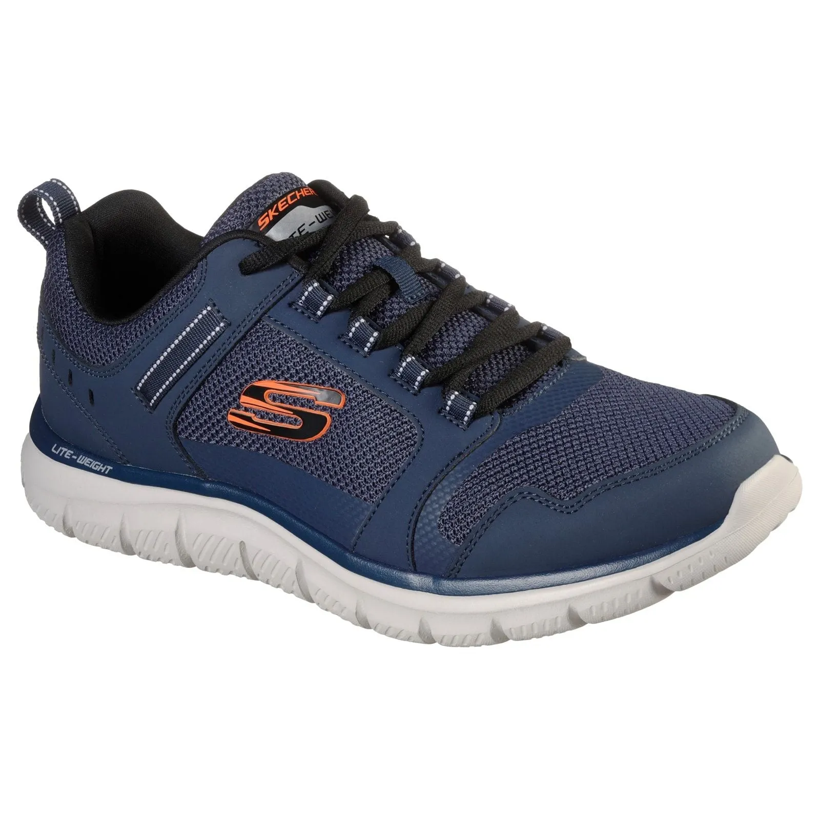 Reinforced Skechers Mens Track Knockhill Shoes Navy/Orange