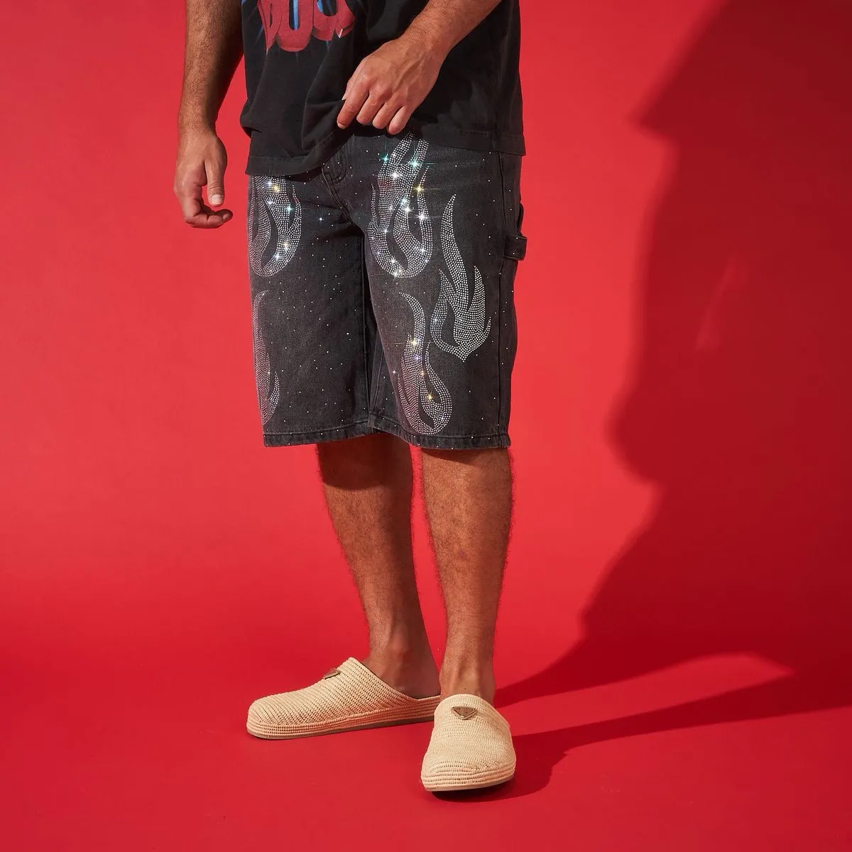 fresh start DUAA ''THRIVING'' FLAME STONE DENIM SHORT