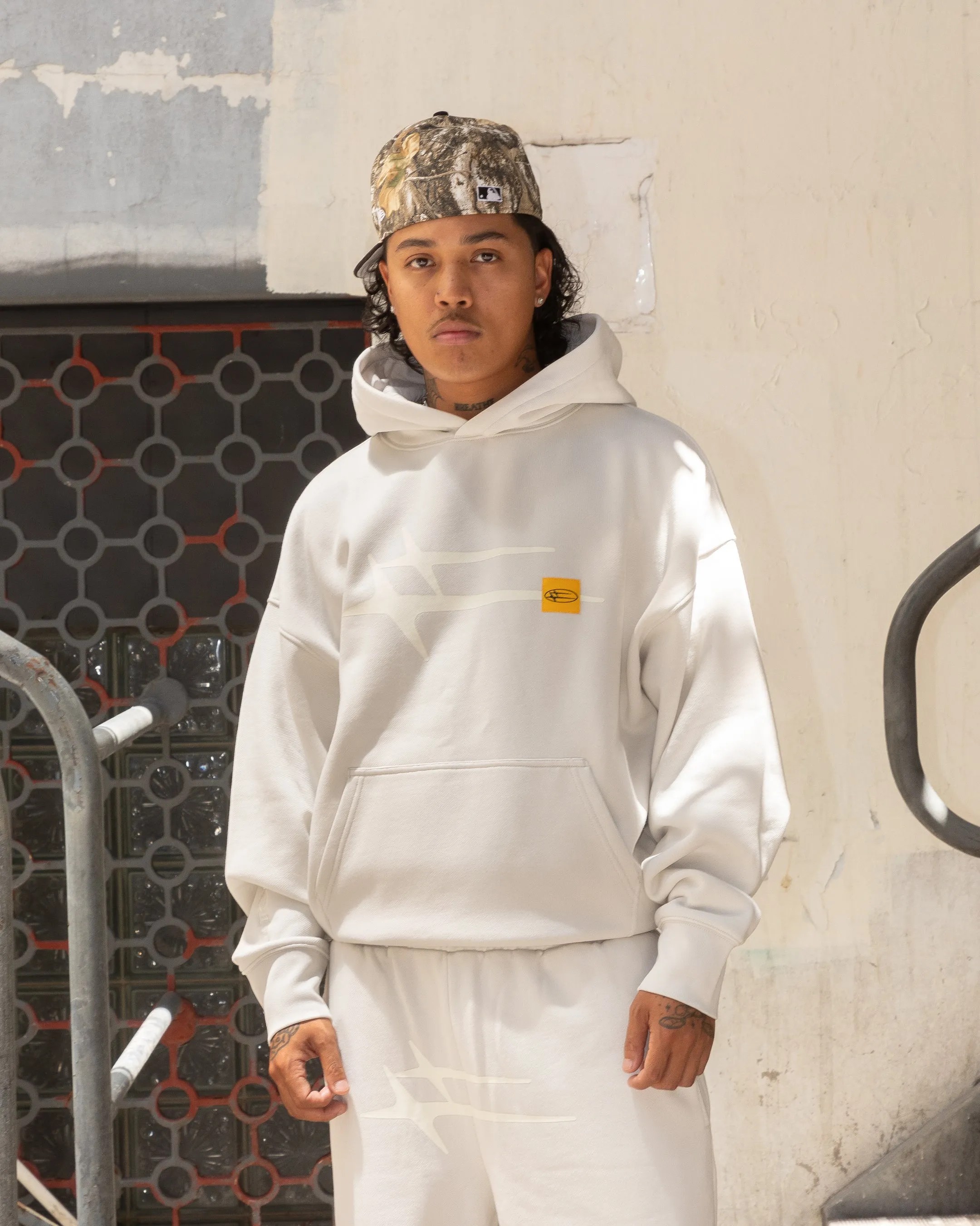 Simple Outfit Tech Wear Loiter Hybrid Premium Hoodie Stone