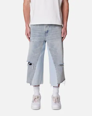 Quick Absorption MNML Panelled Denim Shorts Light Blue Wash