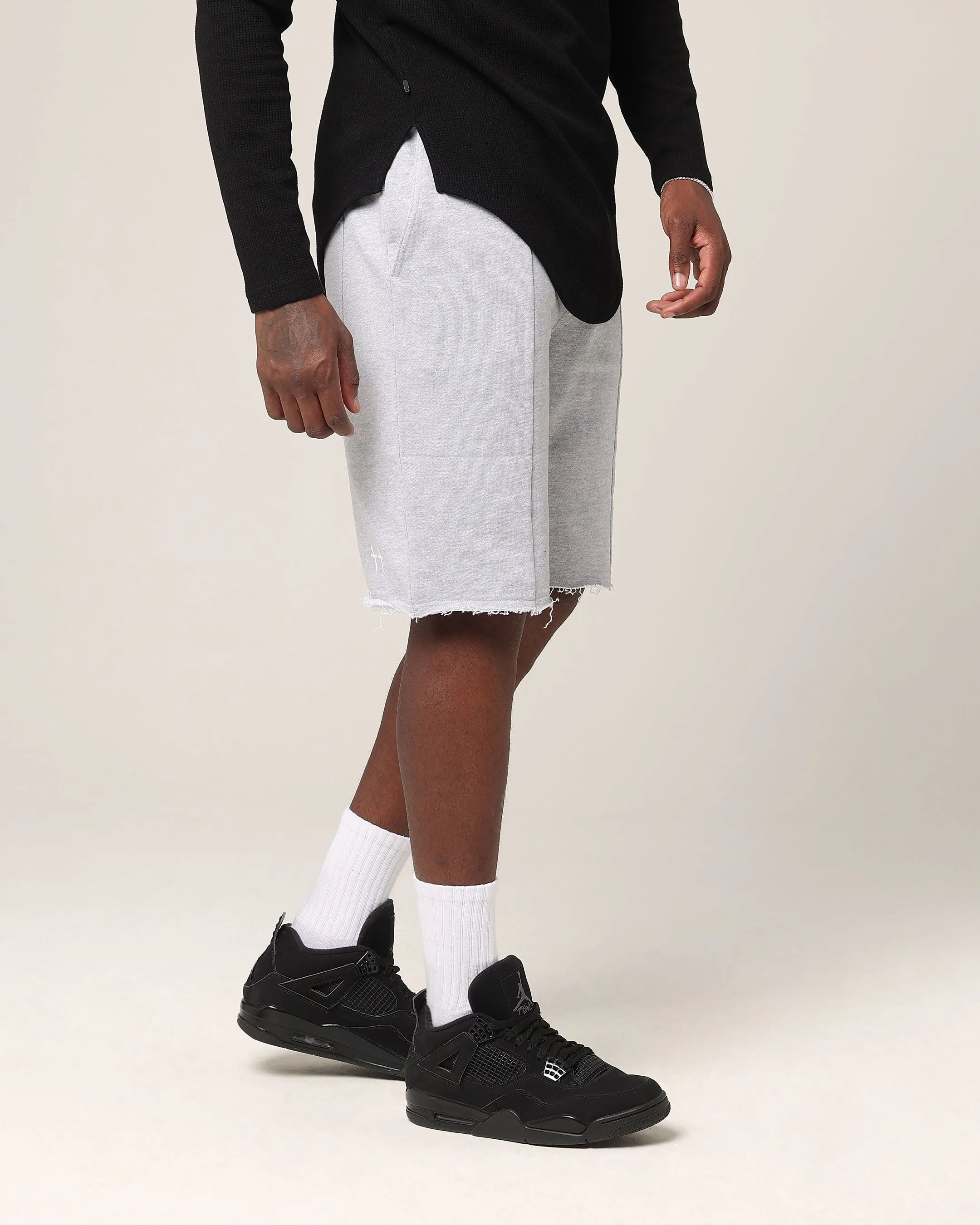 Tapered leg Breathable Cut Saint Morta Baggy 90's Sweat Shorts Light Grey Marl