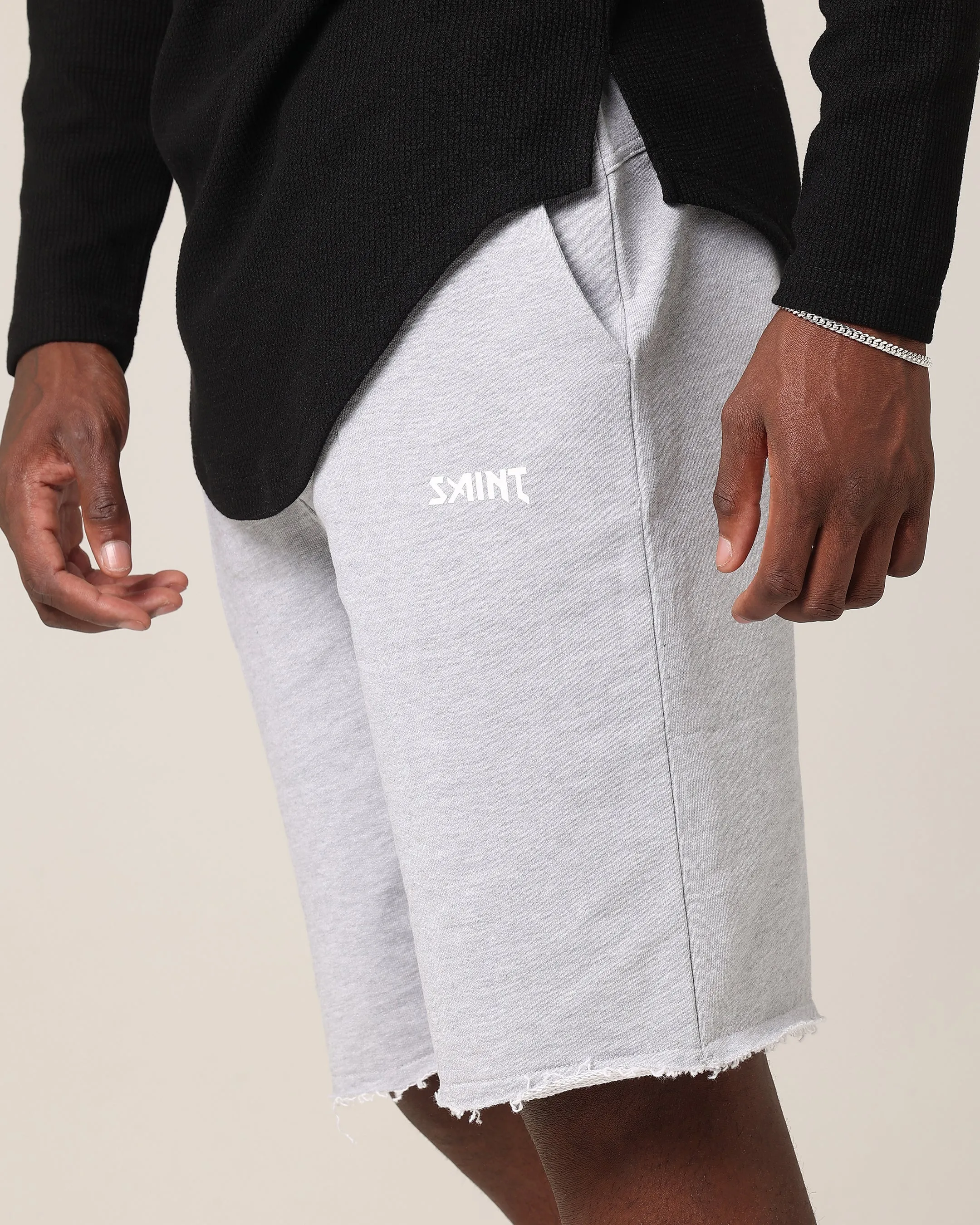 Durable Feel Denim shorts Saint Morta Baggy 90's Sweat Shorts Light Grey Marl