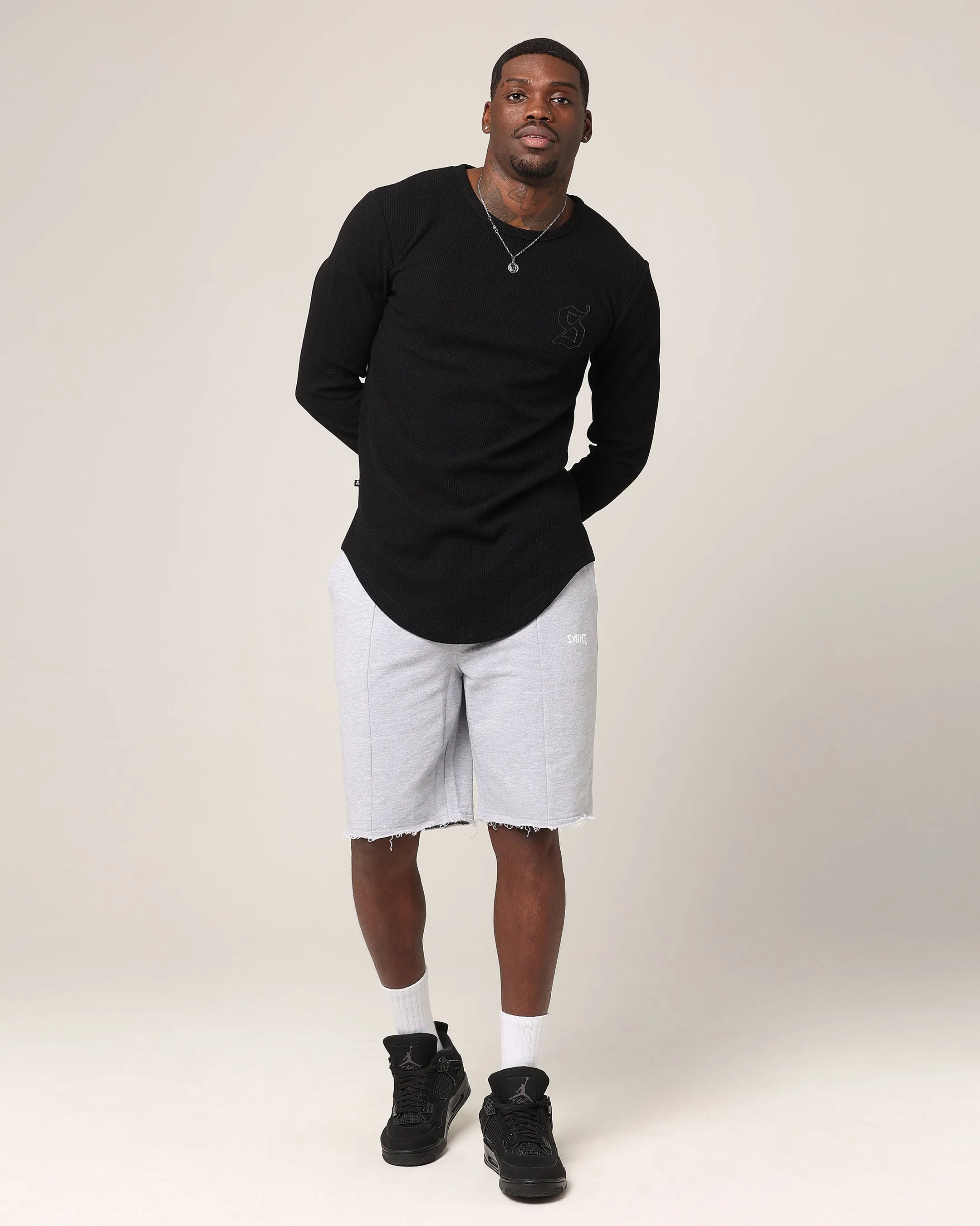 All Day Wear Light Layer Saint Morta Baggy 90's Sweat Shorts Light Grey Marl